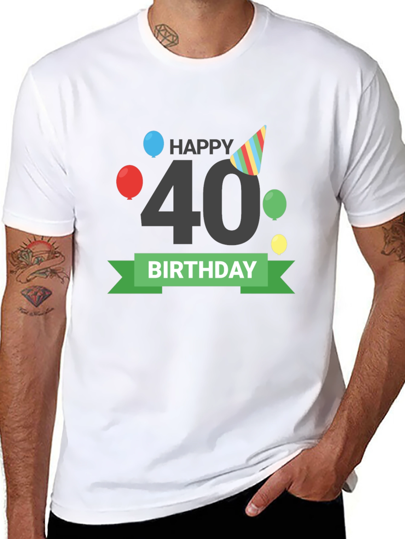Happy 40th Birthday T-Shirt Black Tee