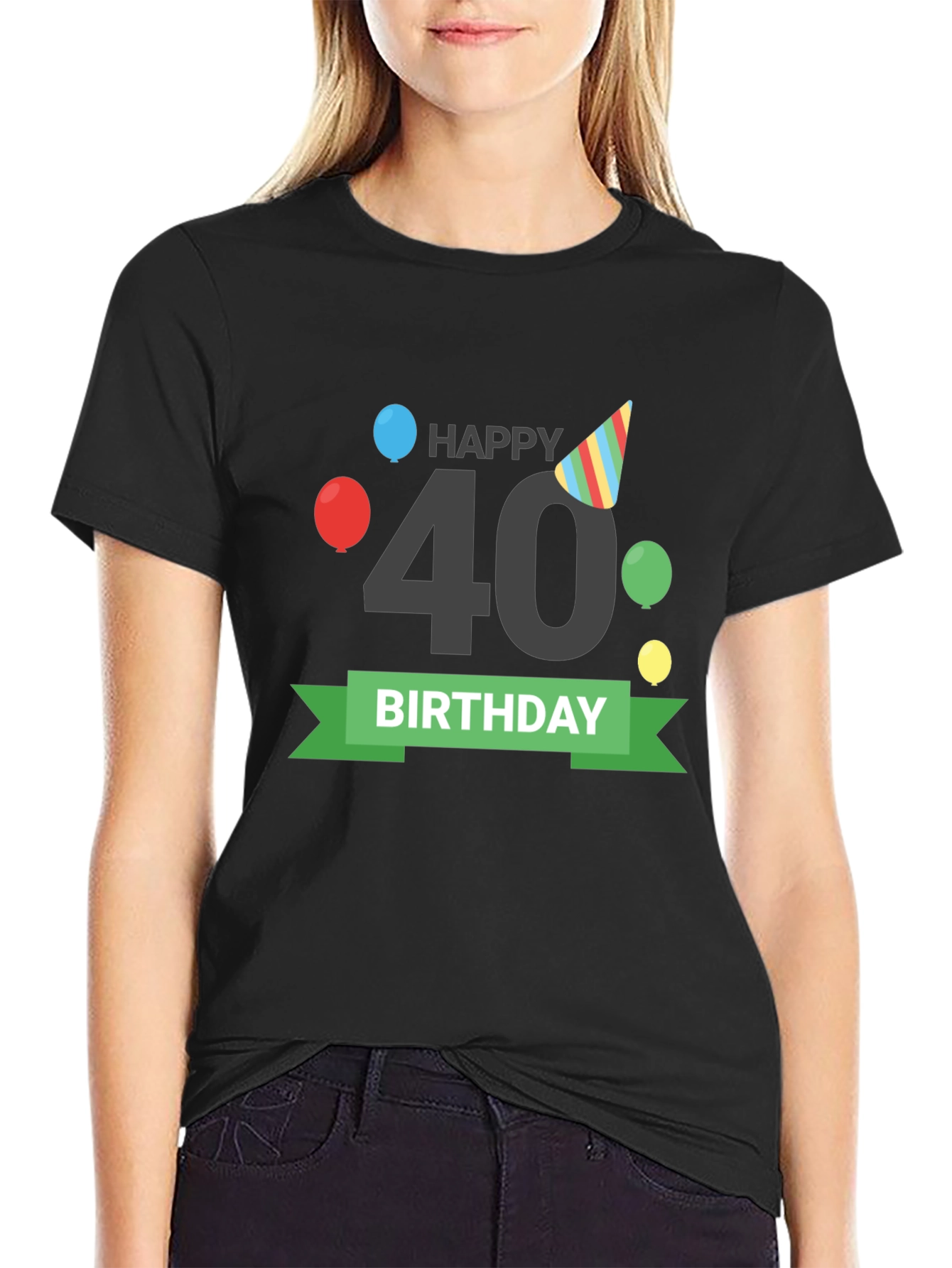 Happy 40th Birthday T-Shirt Black Tee
