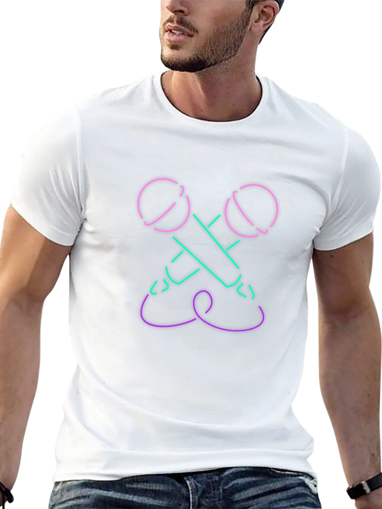 Neon Microphone Graphic Tee - Black Cotton Blend