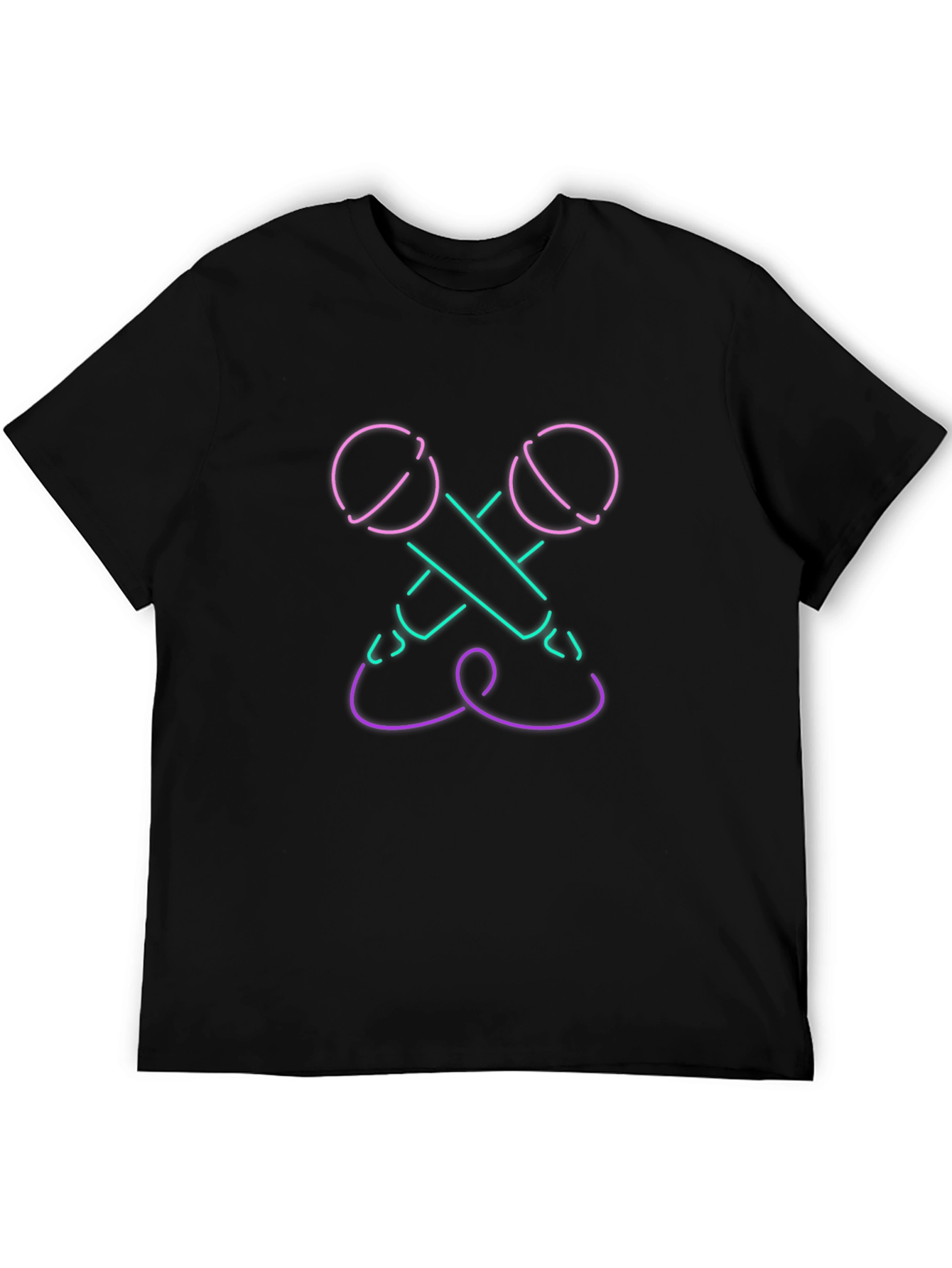 Neon Microphone Graphic Tee - Black Cotton Blend