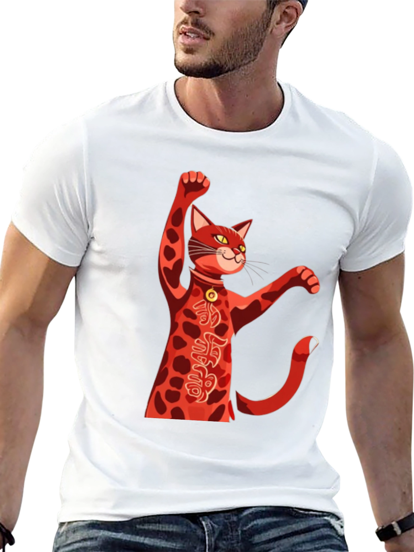 Lucky Cat T-Shirt - Red Maneki Neko Graphic Tee