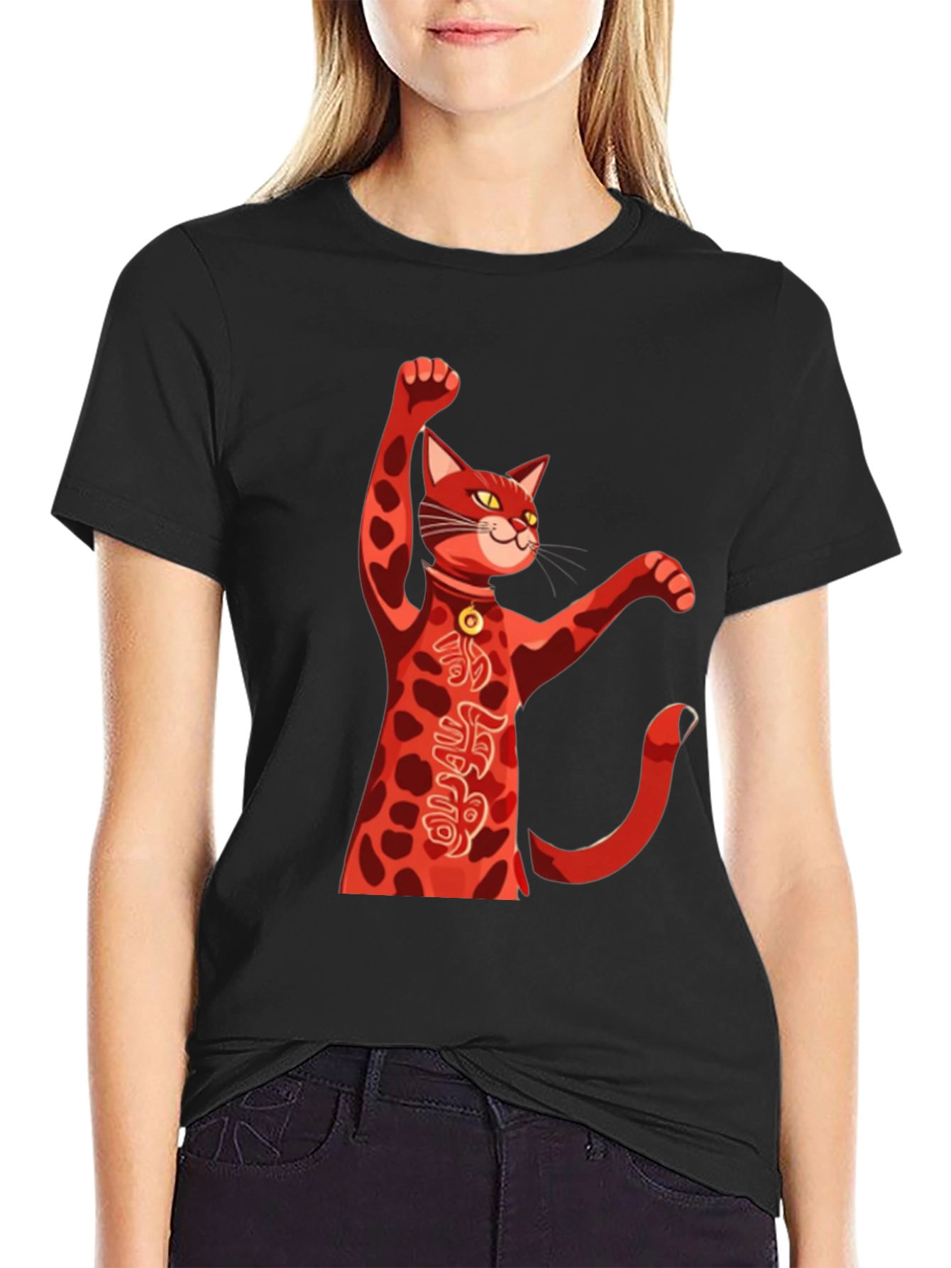Lucky Cat T-Shirt - Red Maneki Neko Graphic Tee
