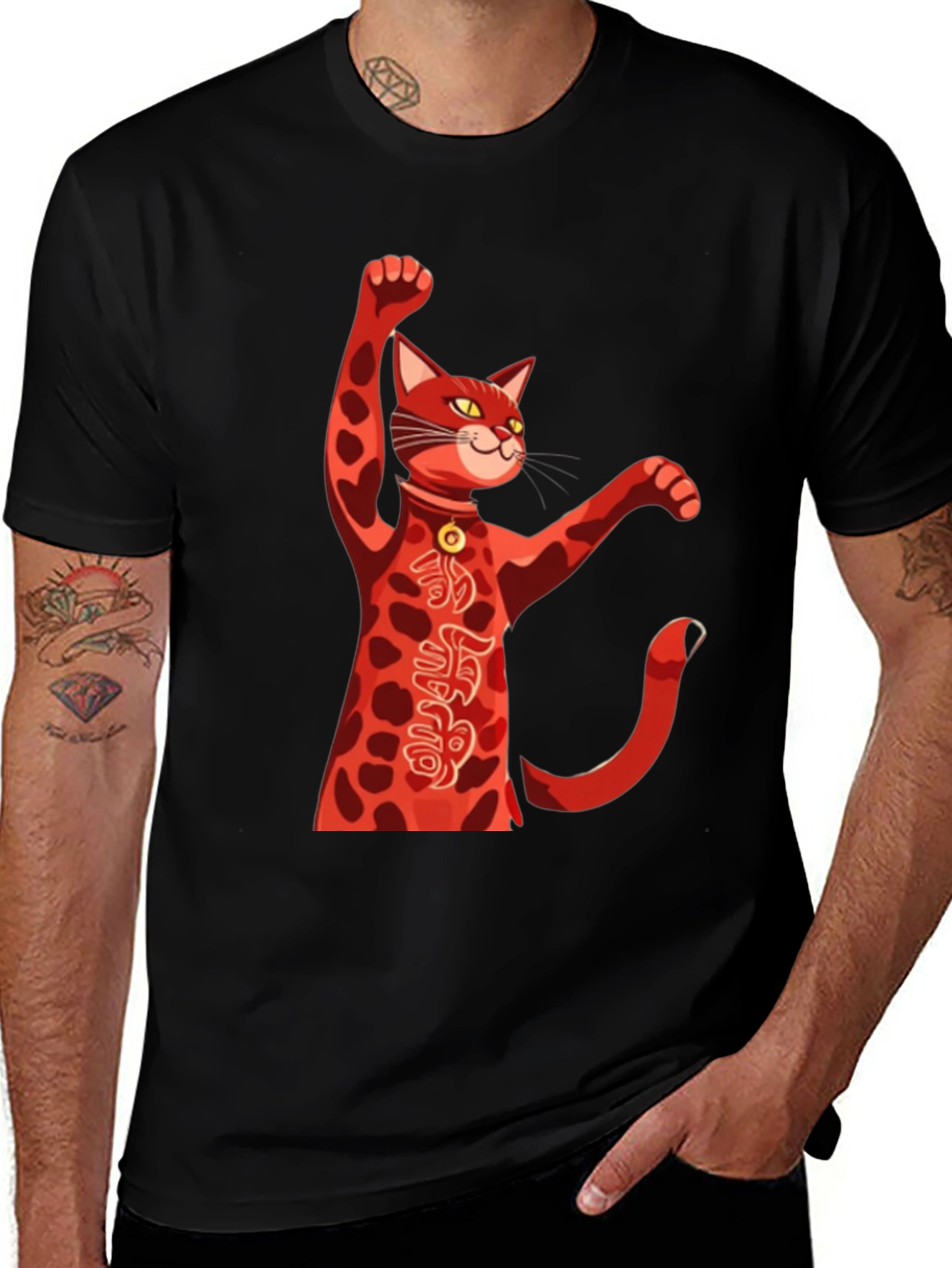 Lucky Cat T-Shirt - Red Maneki Neko Graphic Tee