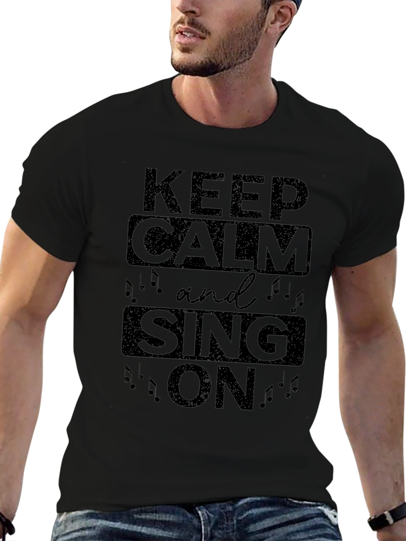 Keep Calm and Sing On Black T-Shirt