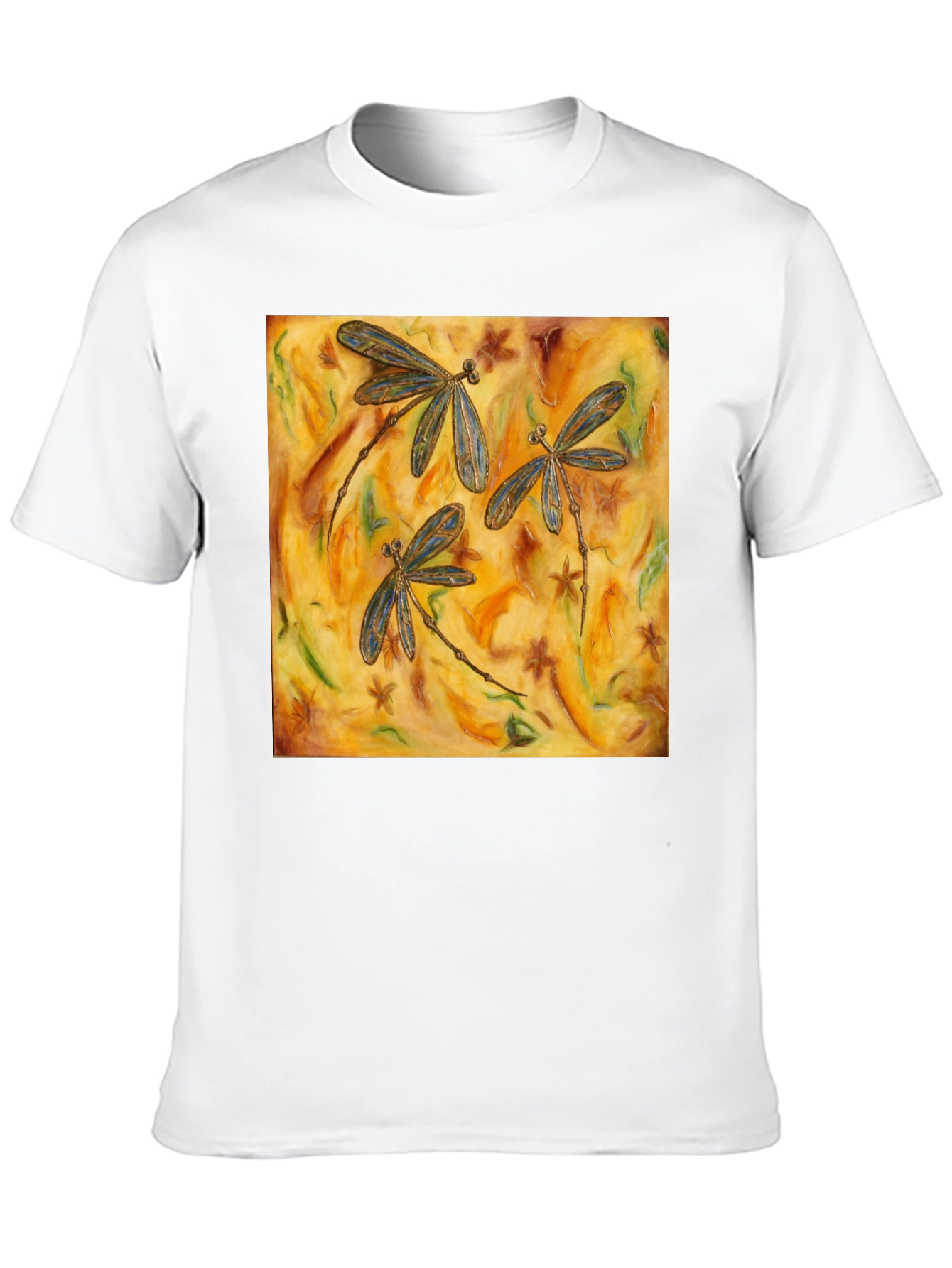 Dragonfly Art Print Black T-Shirt