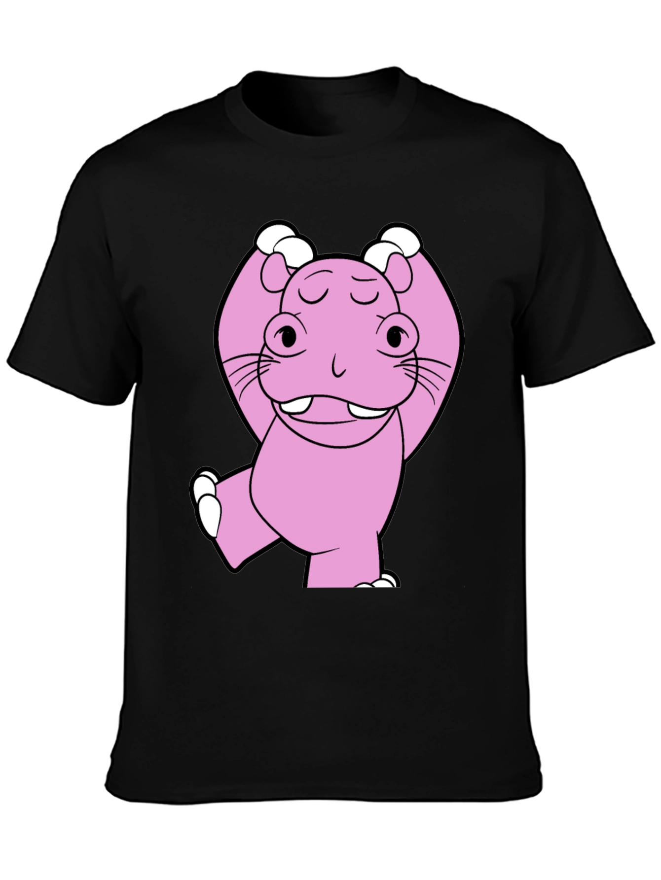 Pink Hippo Cartoon T-Shirt - Unisex Cotton Tee