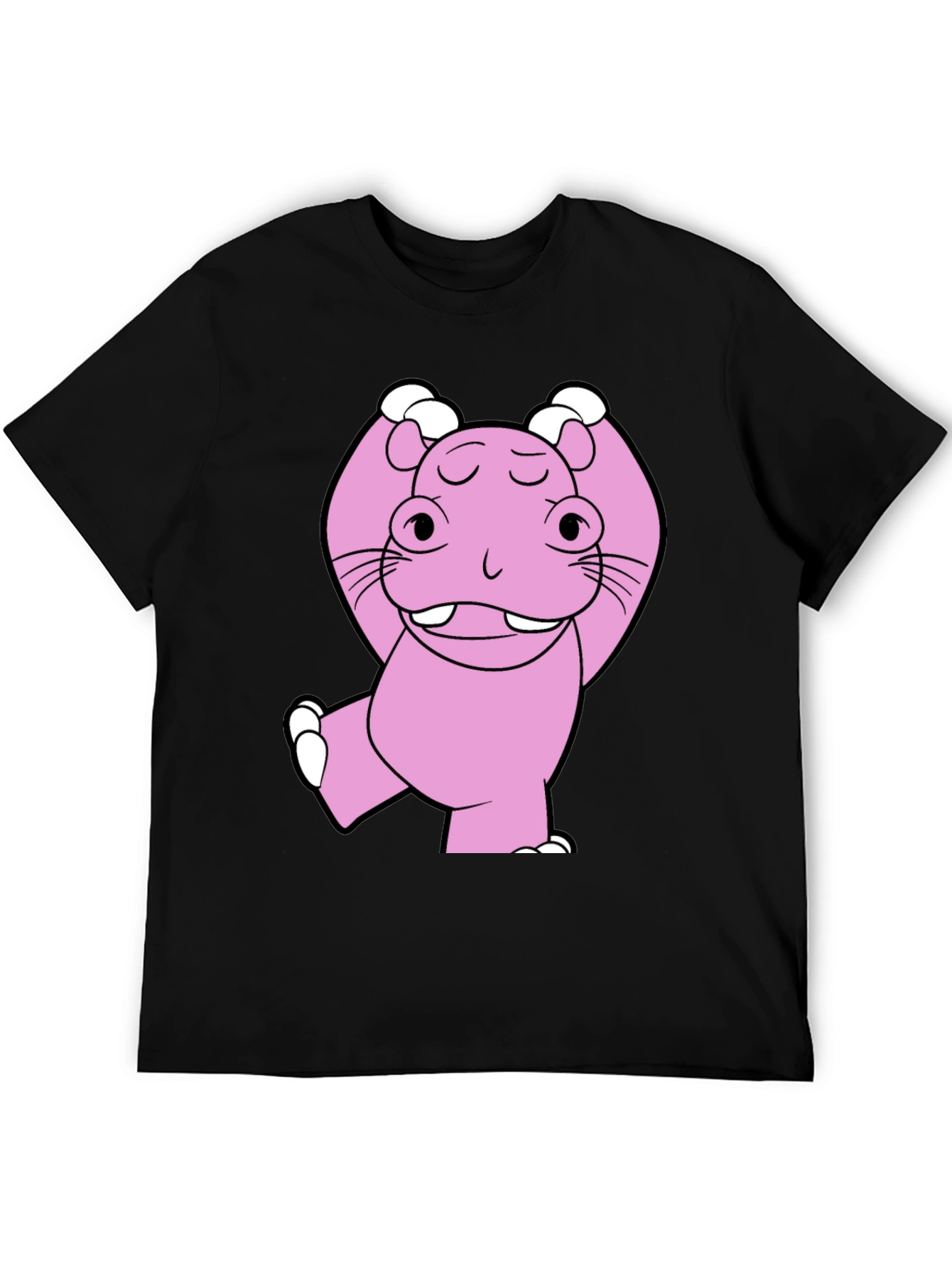 Pink Hippo Cartoon T-Shirt - Unisex Cotton Tee