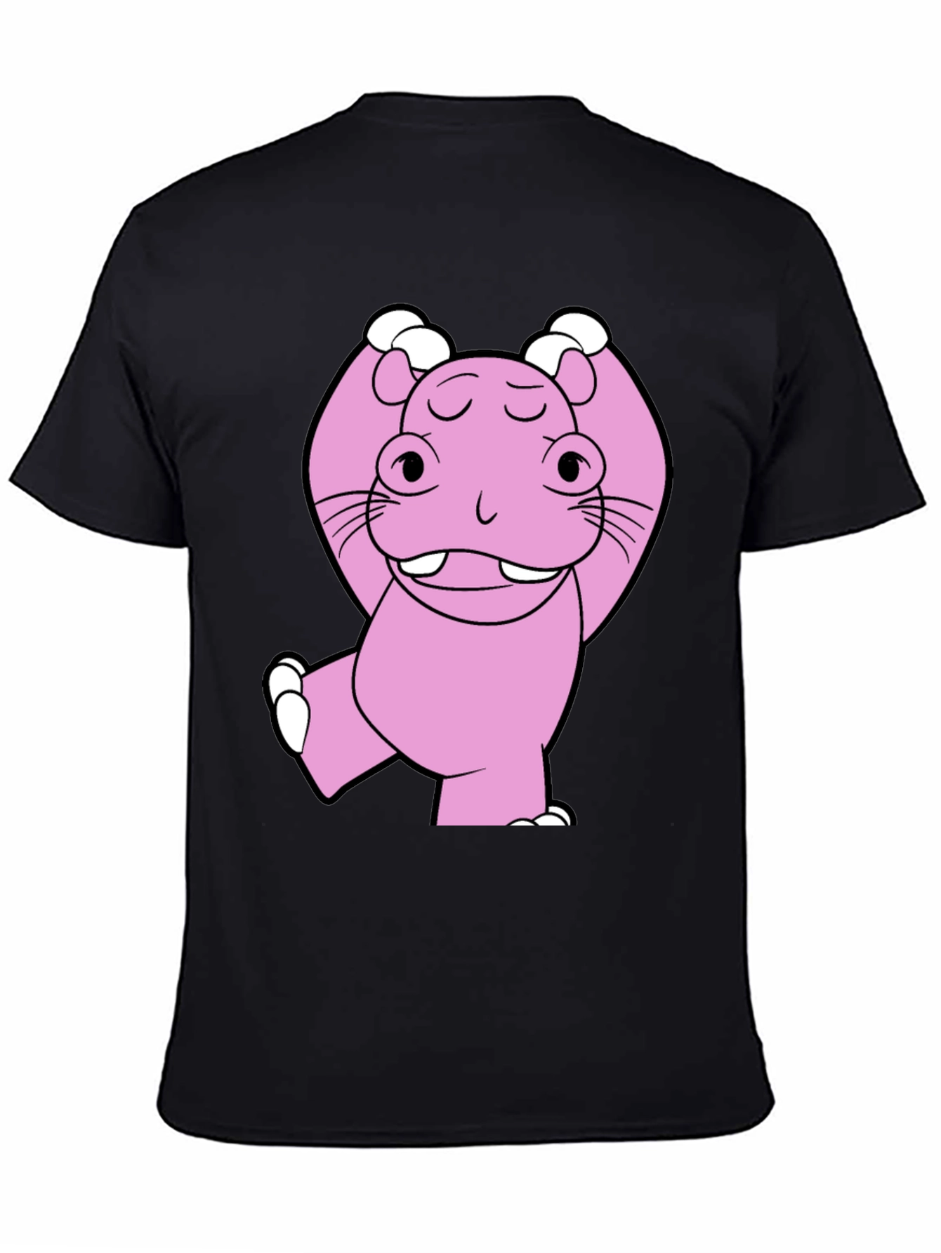 Pink Hippo Cartoon T-Shirt - Unisex Cotton Tee