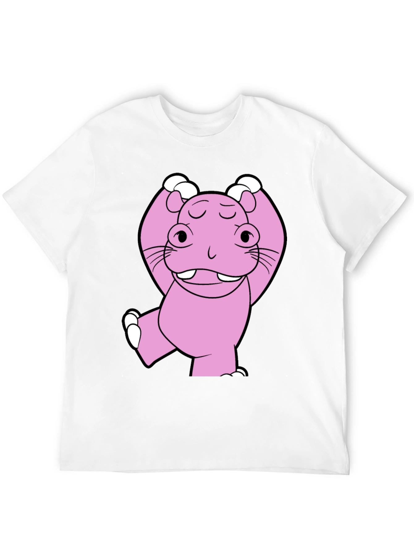 Pink Hippo Cartoon T-Shirt - Unisex Cotton Tee