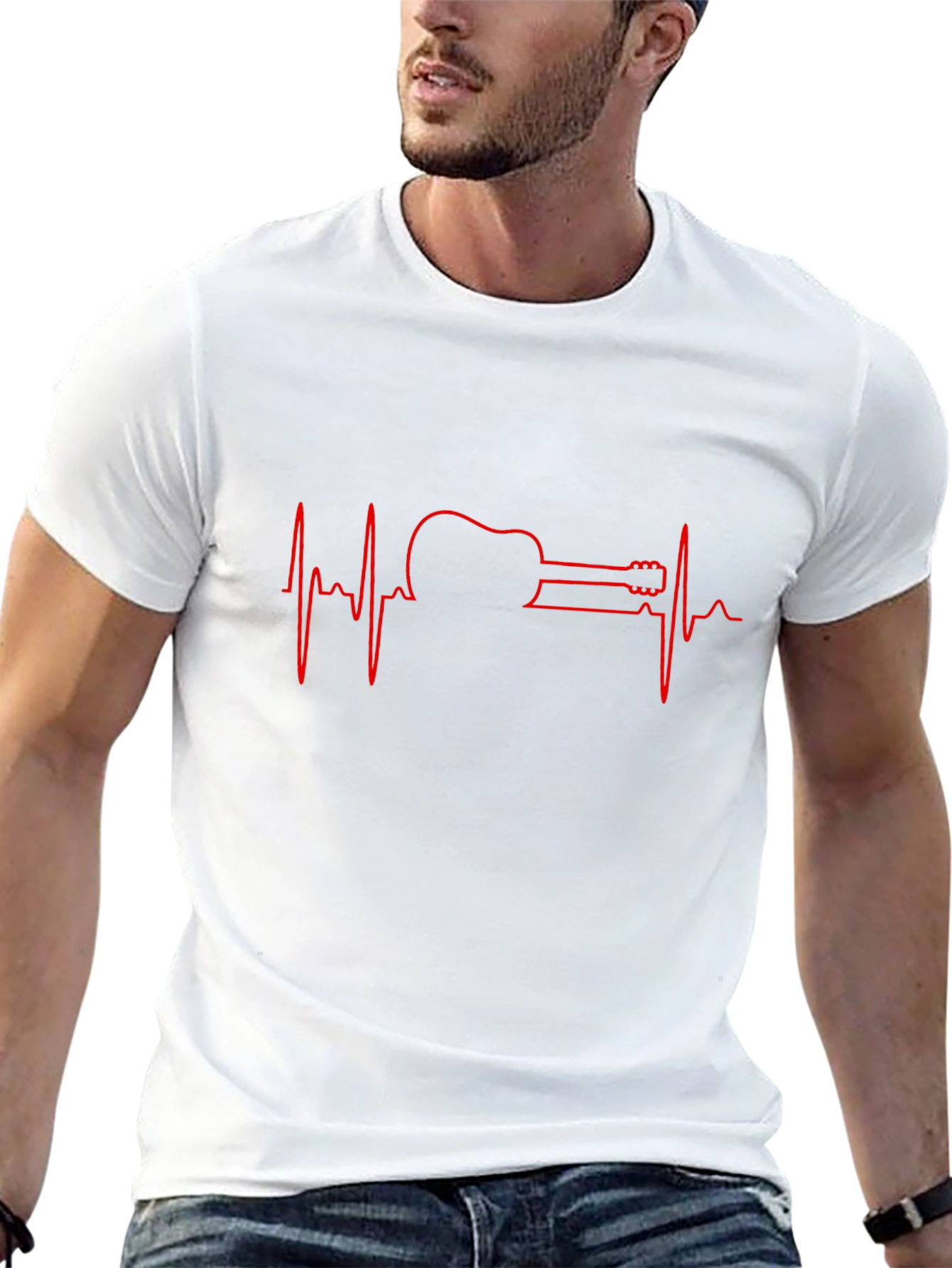 Guitar Heartbeat Graphic Tee - Music Lover Shirt