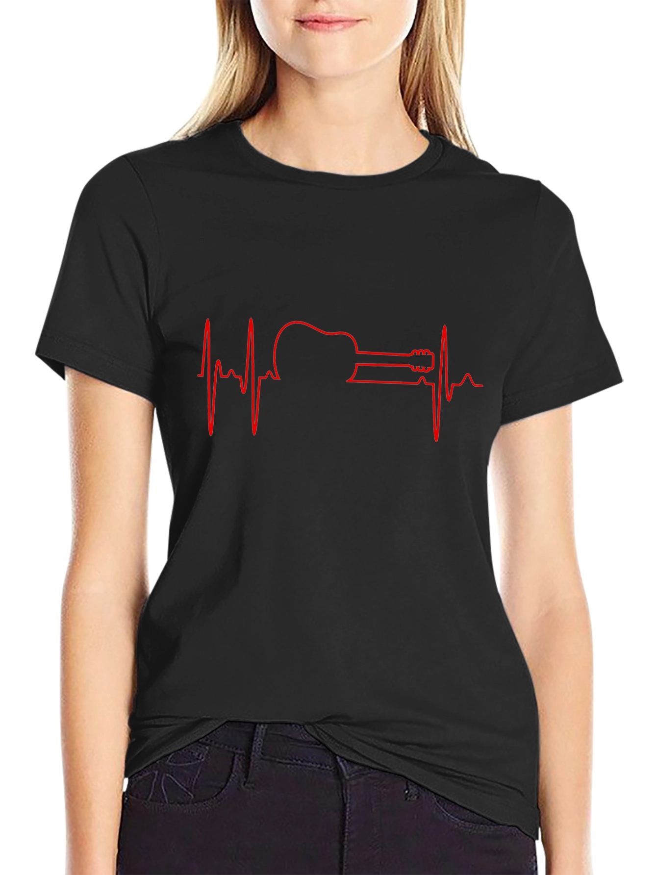 Guitar Heartbeat Graphic Tee - Music Lover Shirt
