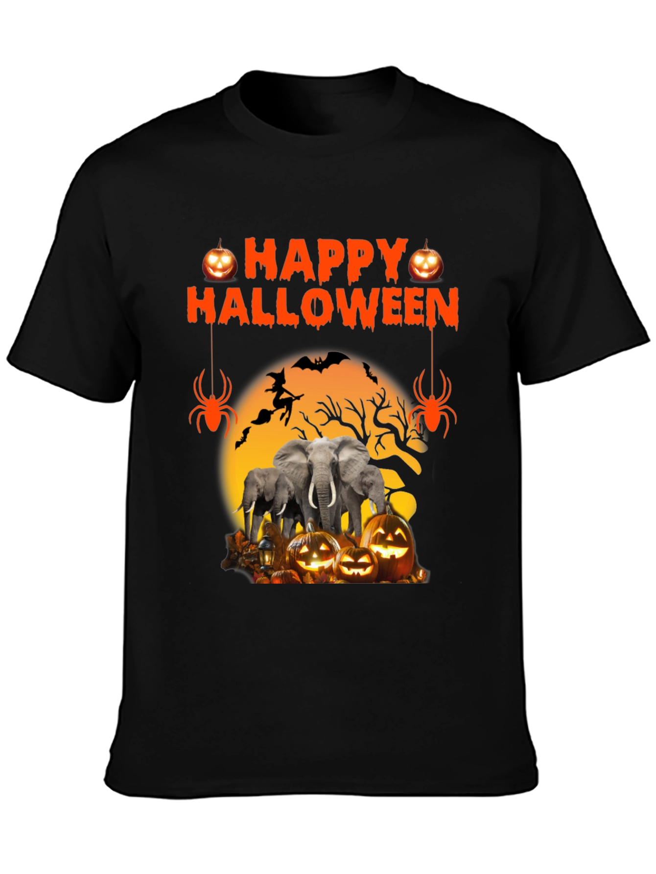 Halloween Elephant Pumpkin Graphic Tee