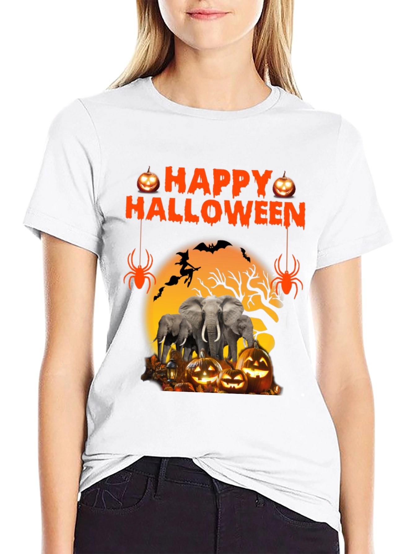 Halloween Elephant Pumpkin Graphic Tee
