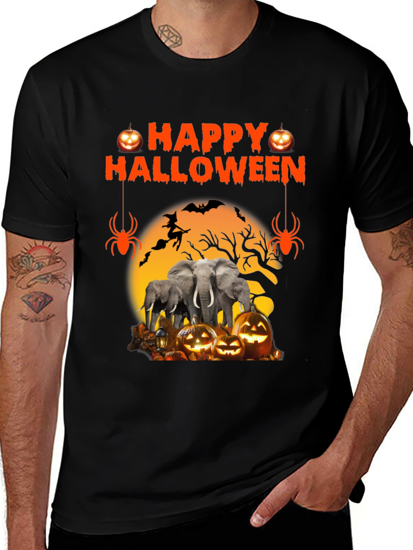 Halloween Elephant Pumpkin Graphic Tee