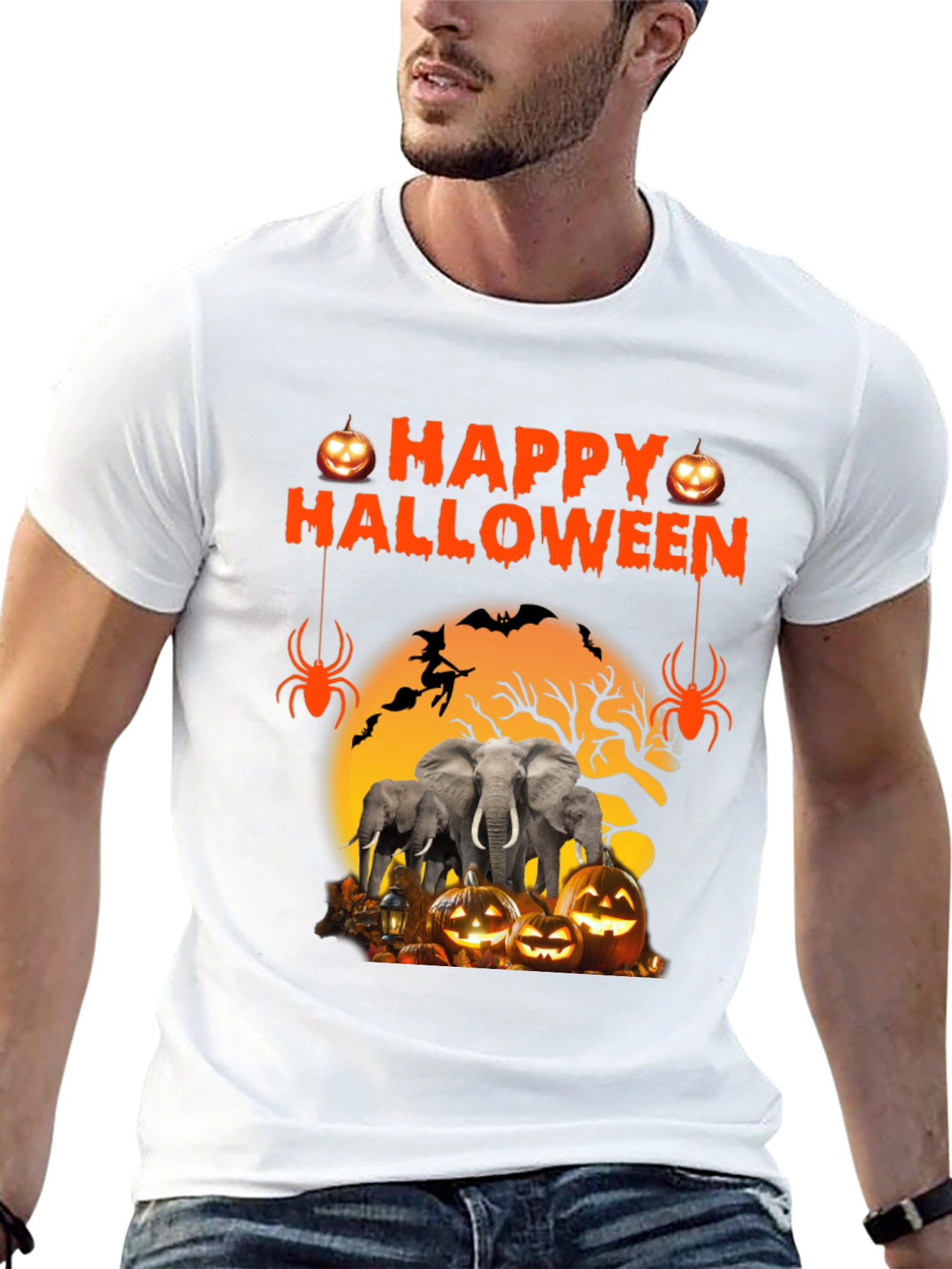 Halloween Elephant Pumpkin Graphic Tee