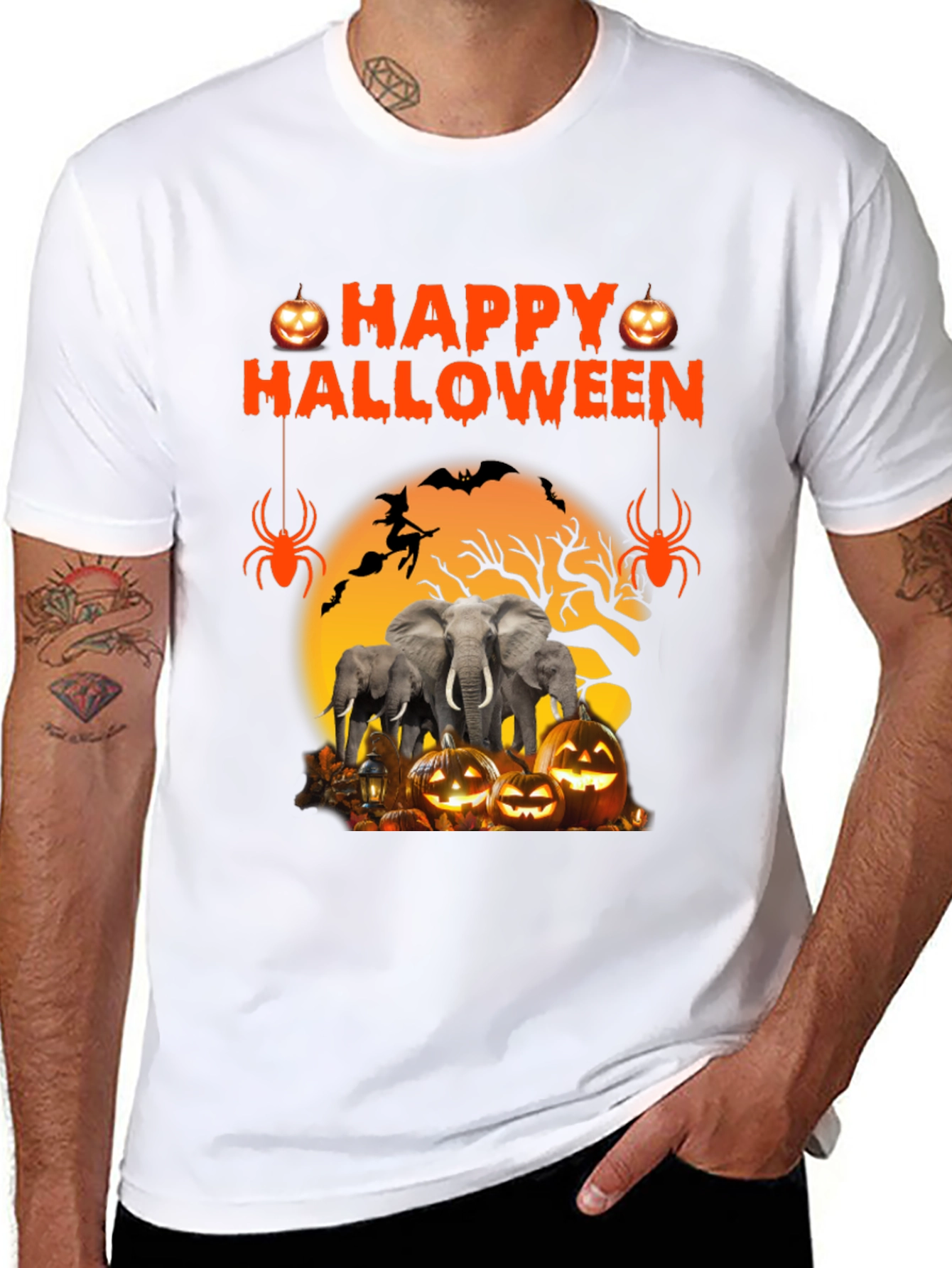 Halloween Elephant Pumpkin Graphic Tee