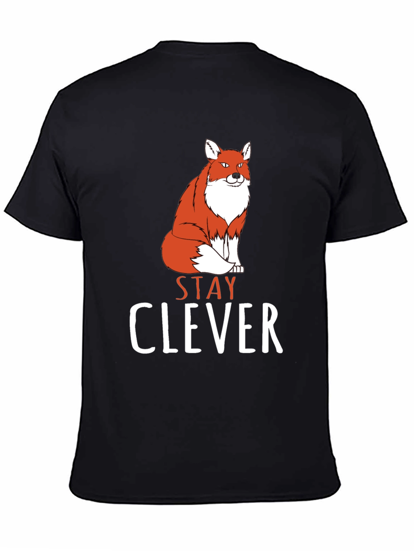 Stay Clever Fox Graphic Tee - Black Cotton T-Shirt