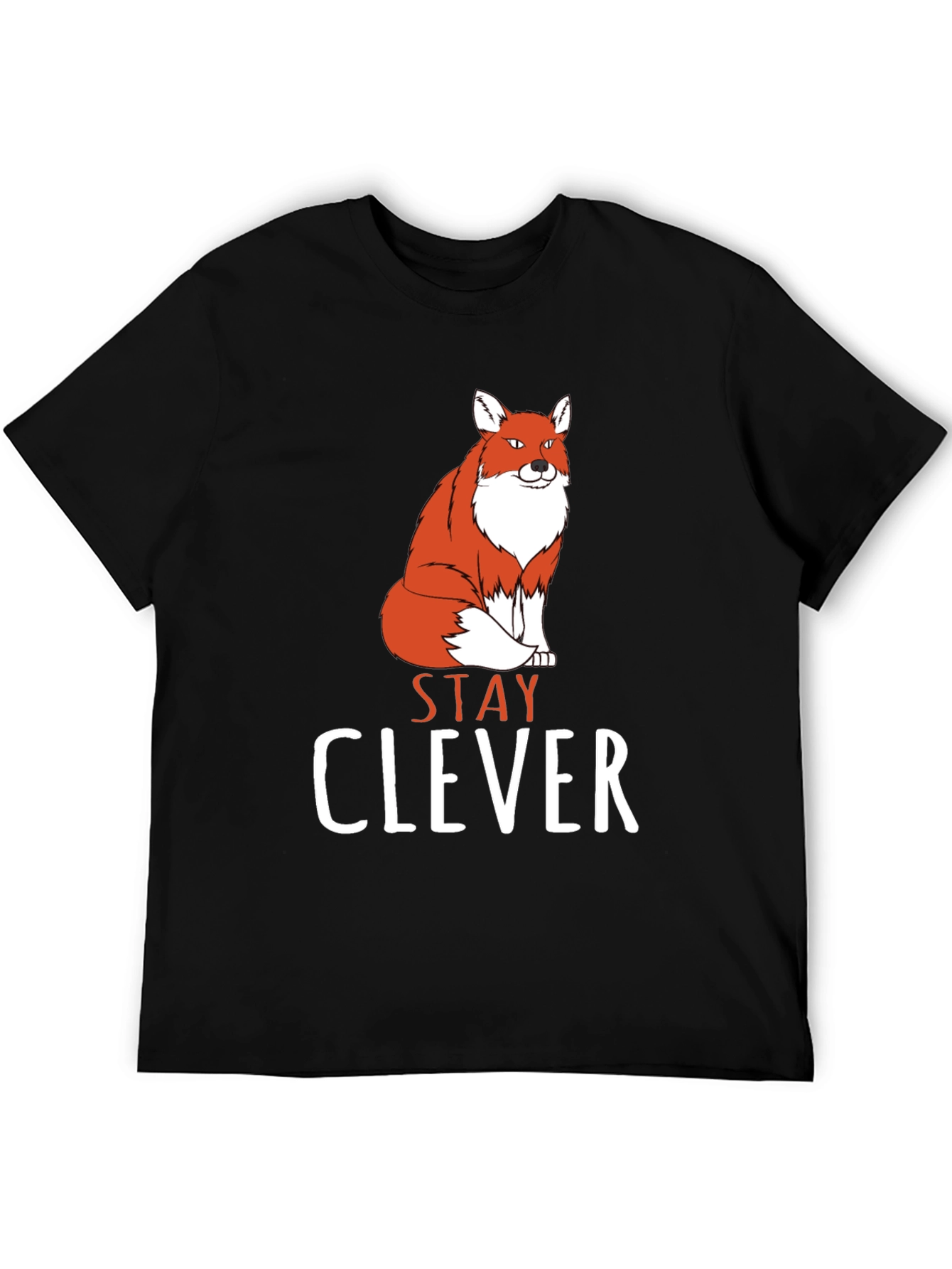 Stay Clever Fox Graphic Tee - Black Cotton T-Shirt