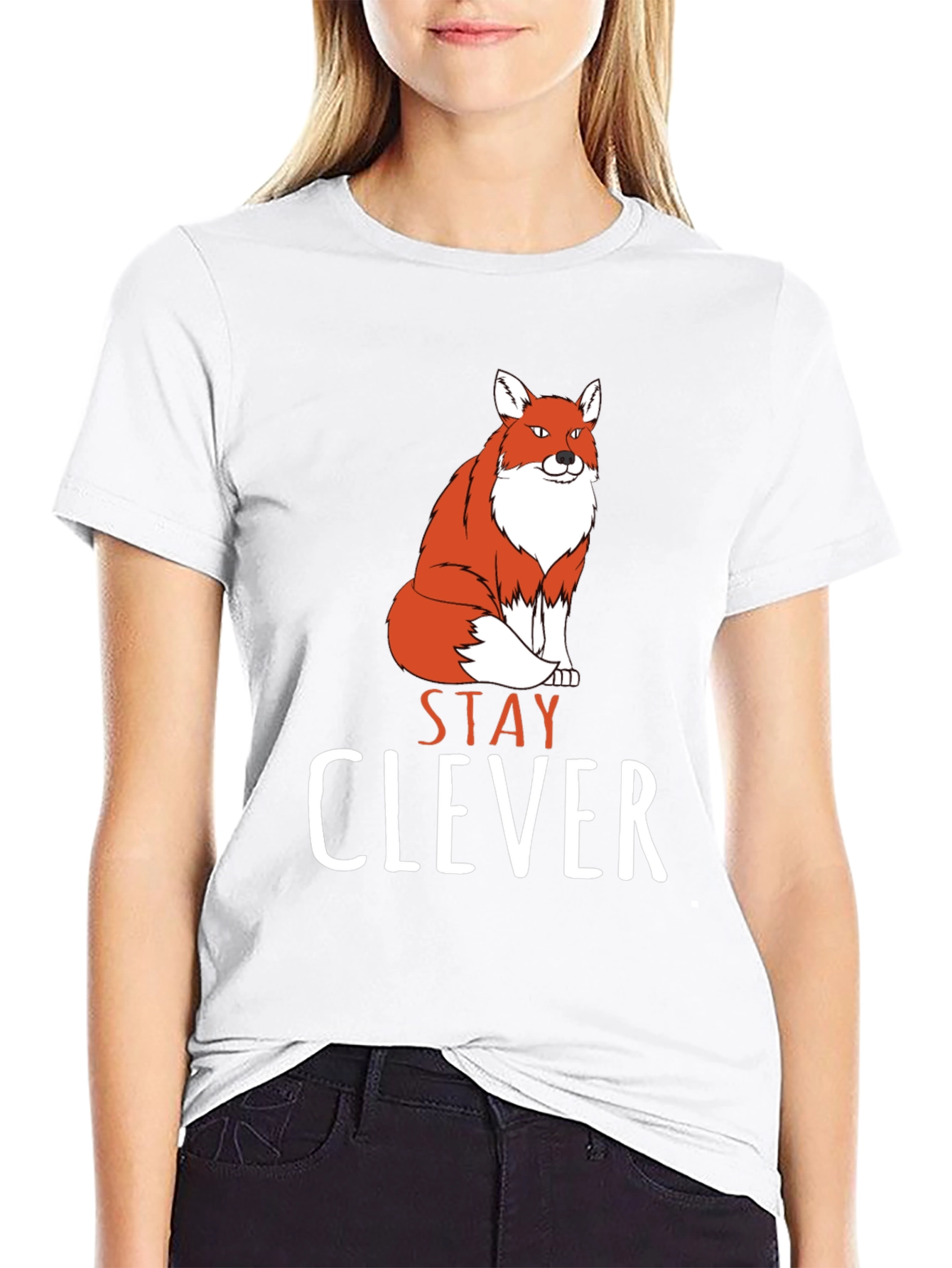 Stay Clever Fox Graphic Tee - Black Cotton T-Shirt