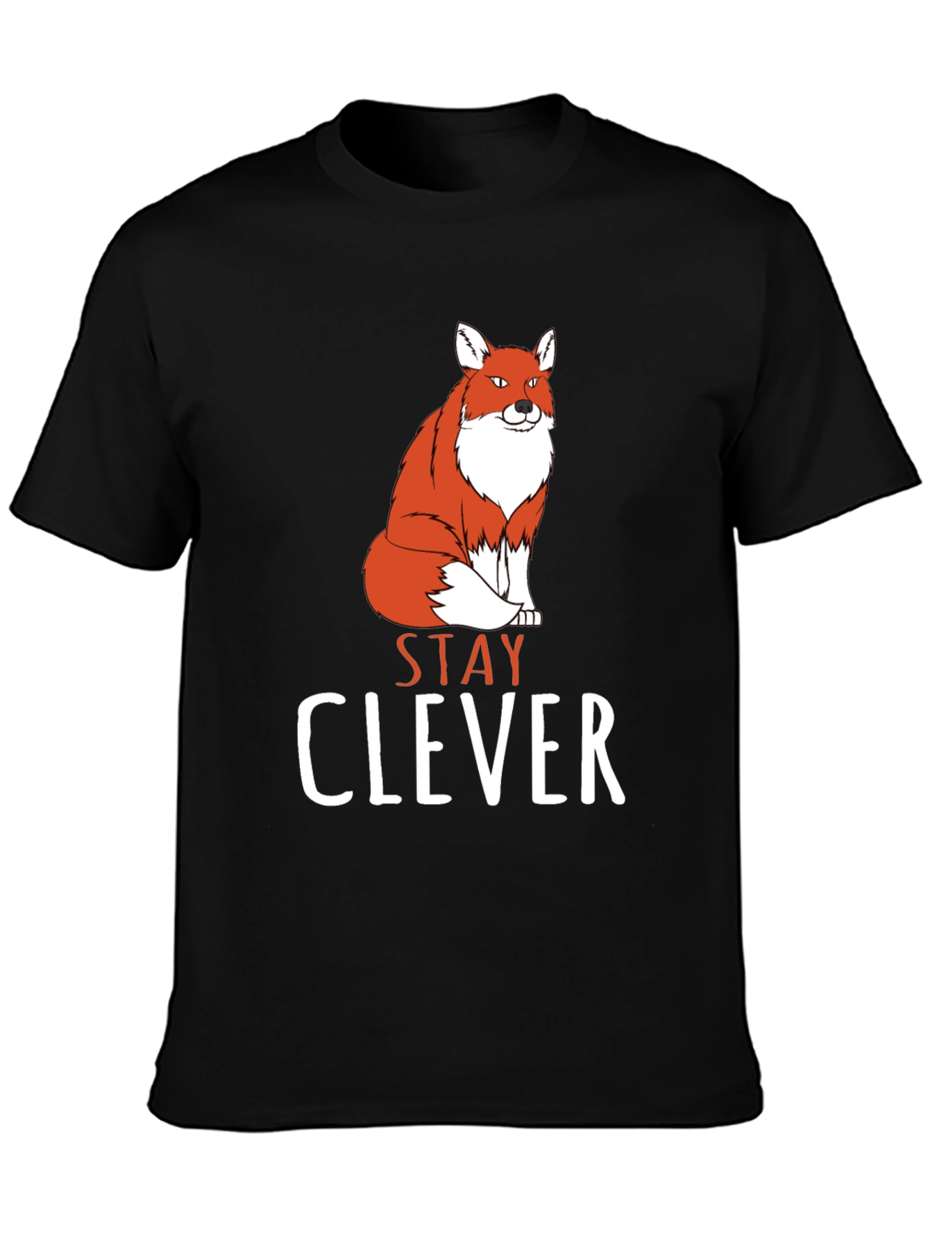 Stay Clever Fox Graphic Tee - Black Cotton T-Shirt