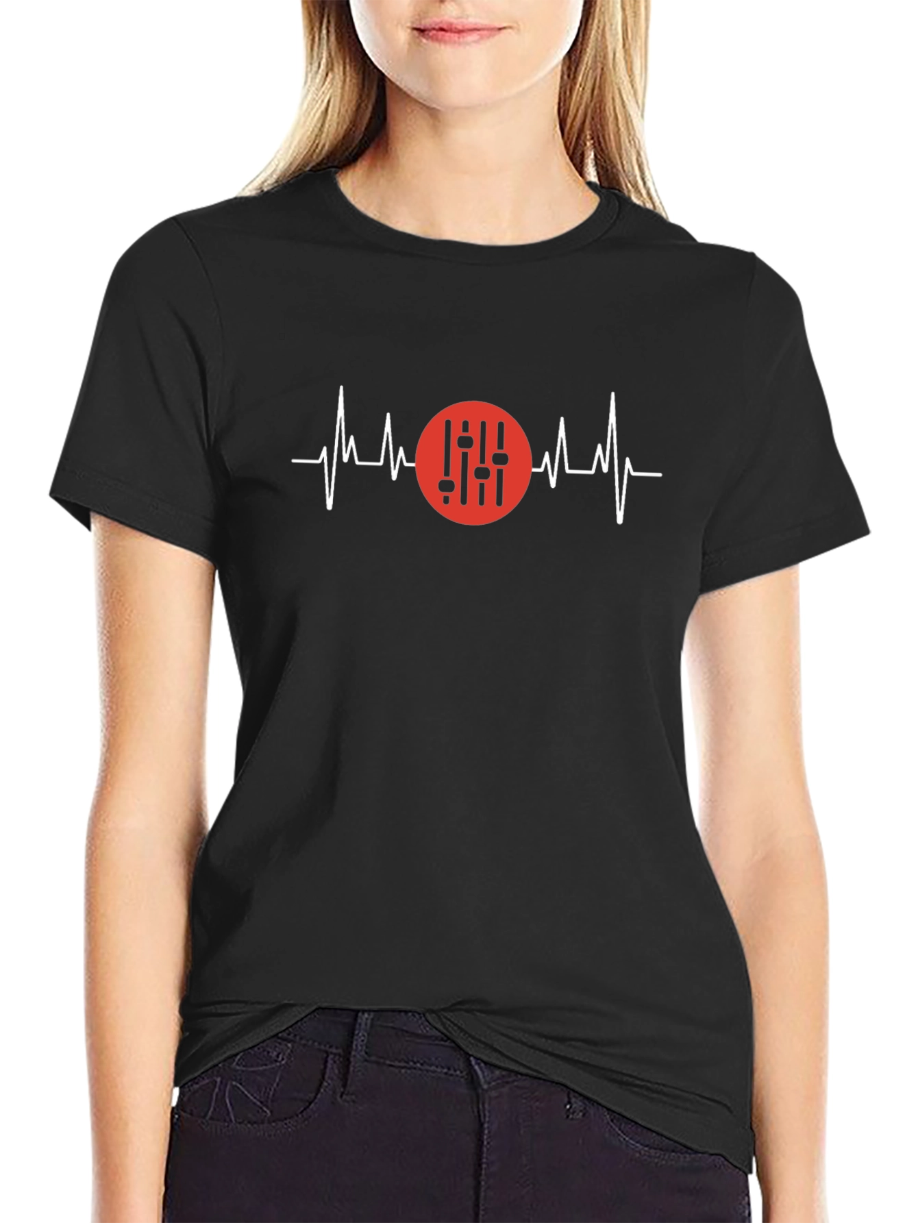 DJ Heartbeat Graphic Tee - Black