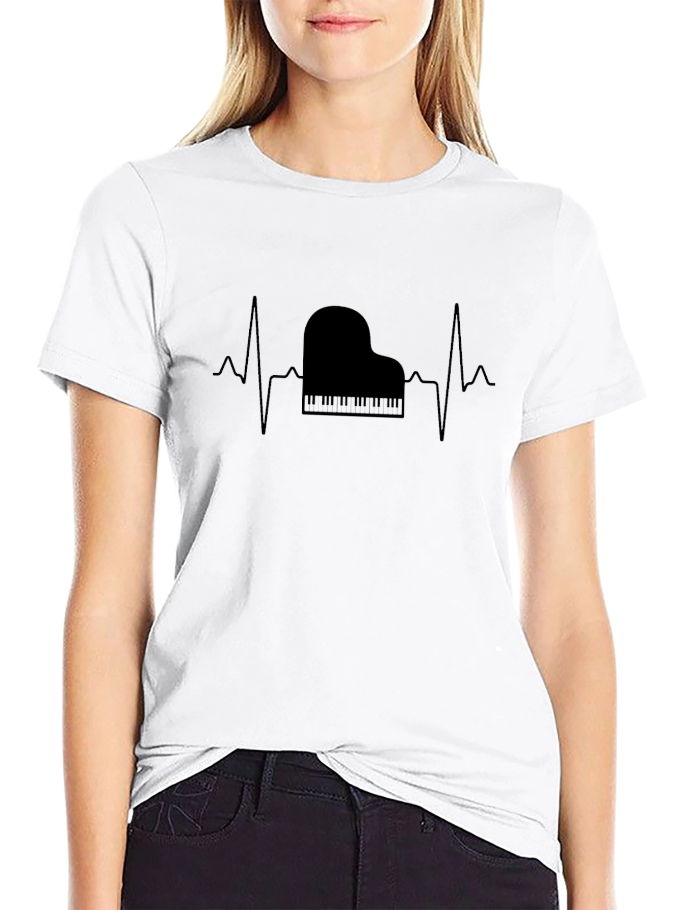 Piano Heartbeat Black T-Shirt