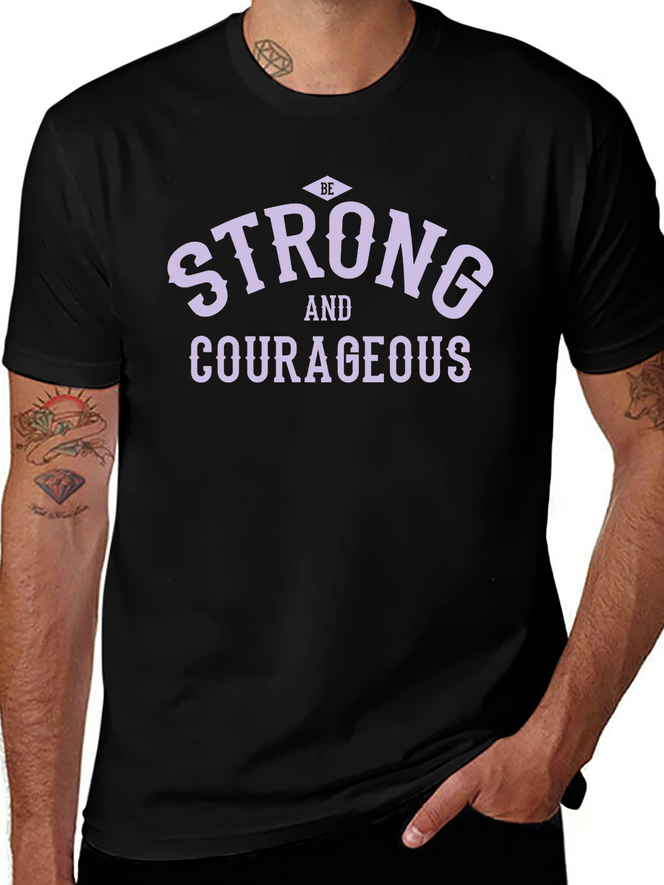Be Strong and Courageous Black Graphic T-Shirt