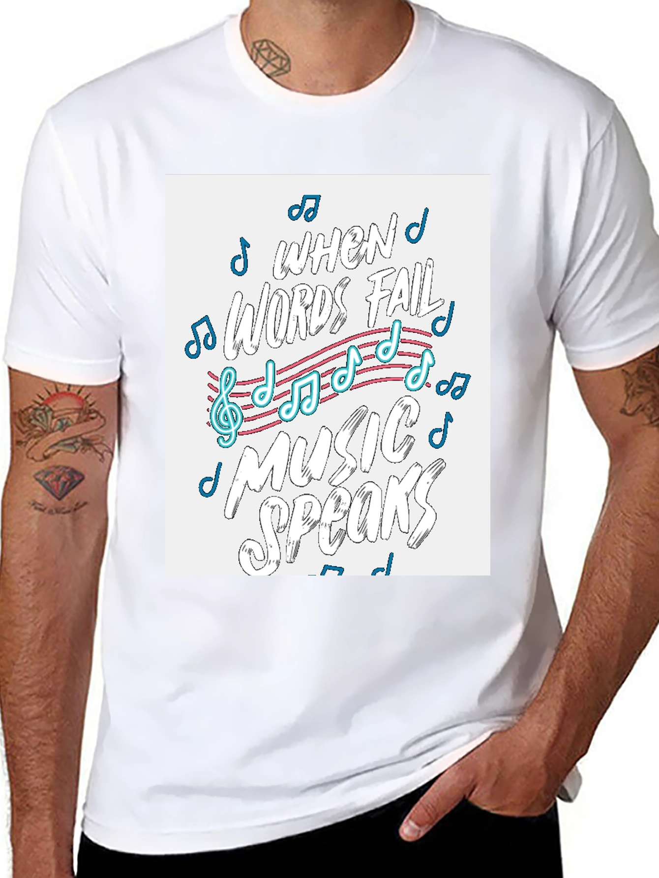 Music Speaks T-Shirt - Words Fail Design