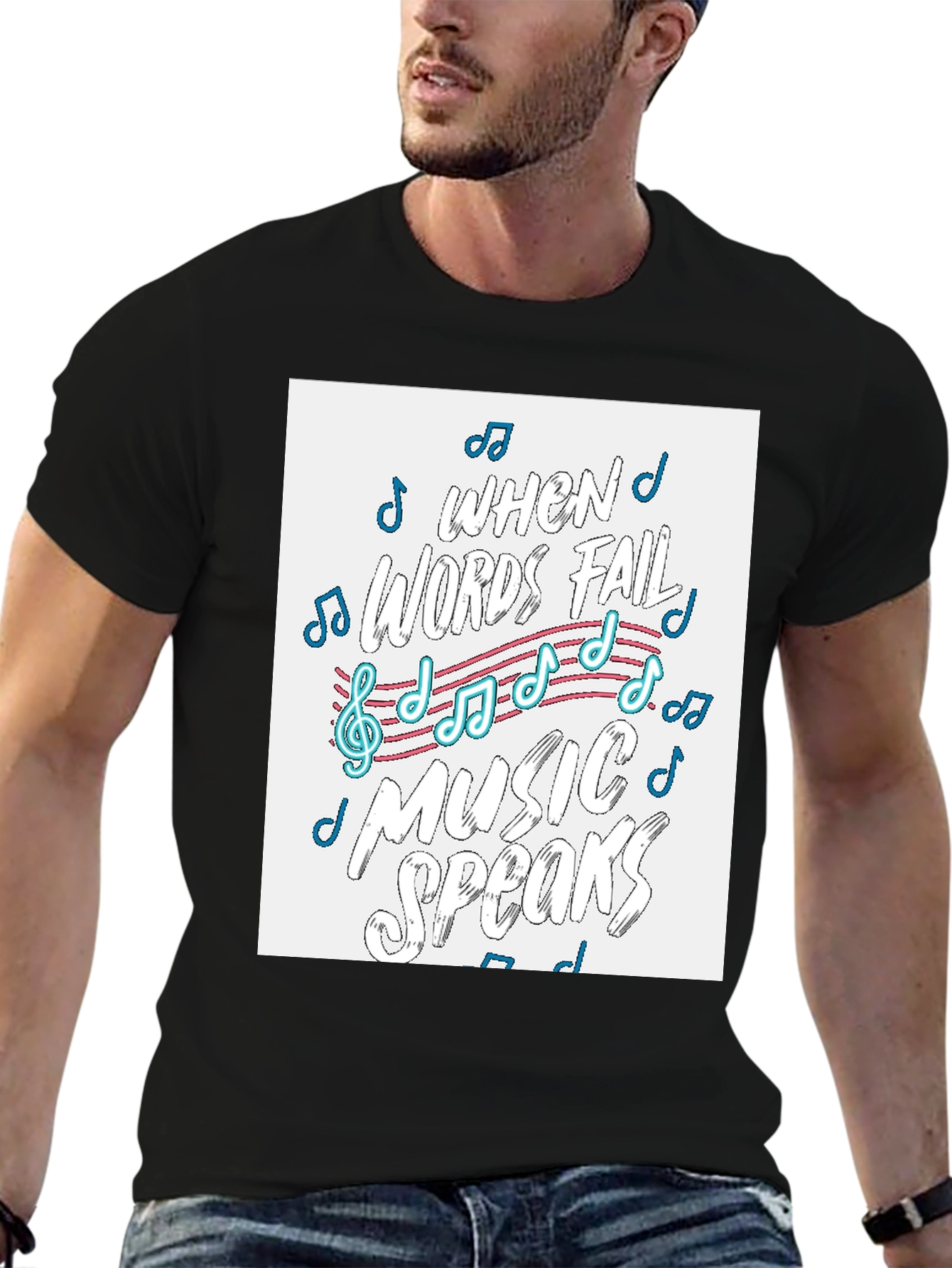 Music Speaks T-Shirt - Words Fail Design