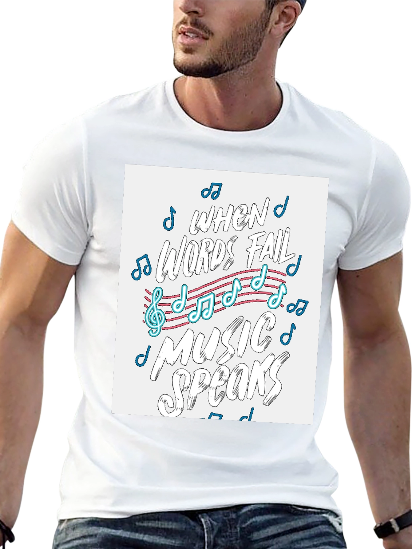 Music Speaks T-Shirt - Words Fail Design