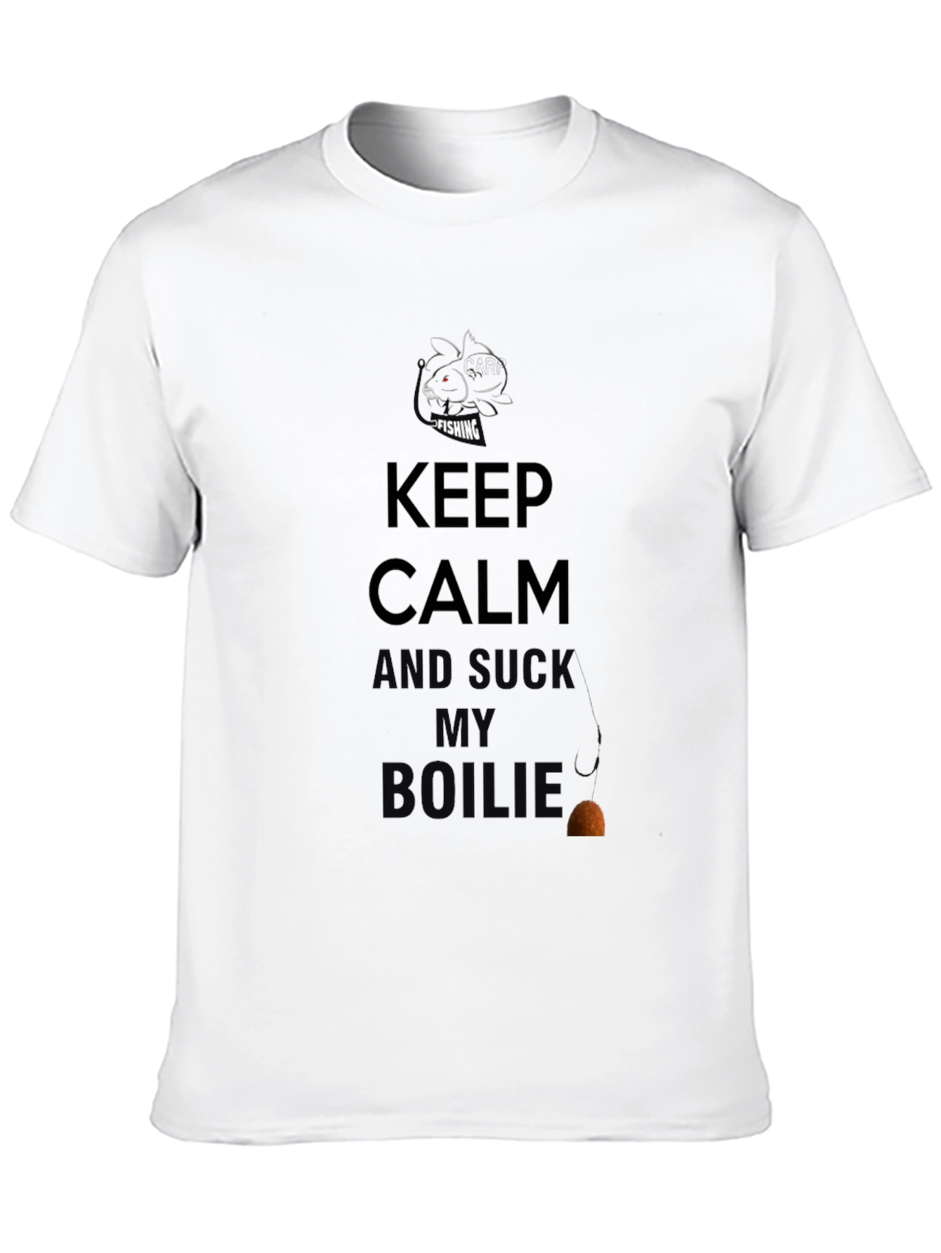 Keep Calm and Suck My Boilies Black Fishing T-Shirt