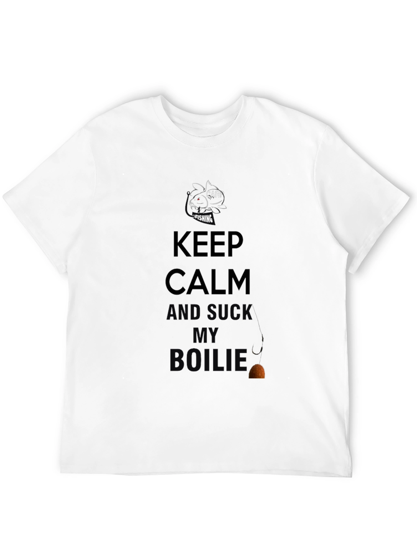 Keep Calm and Suck My Boilies Black Fishing T-Shirt