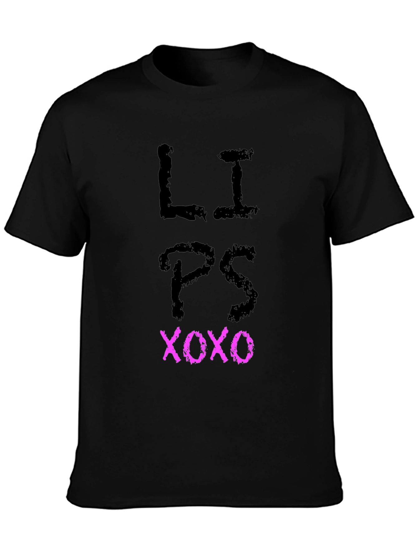 Lips XOXO Graphic Tee - Black Casual T-Shirt