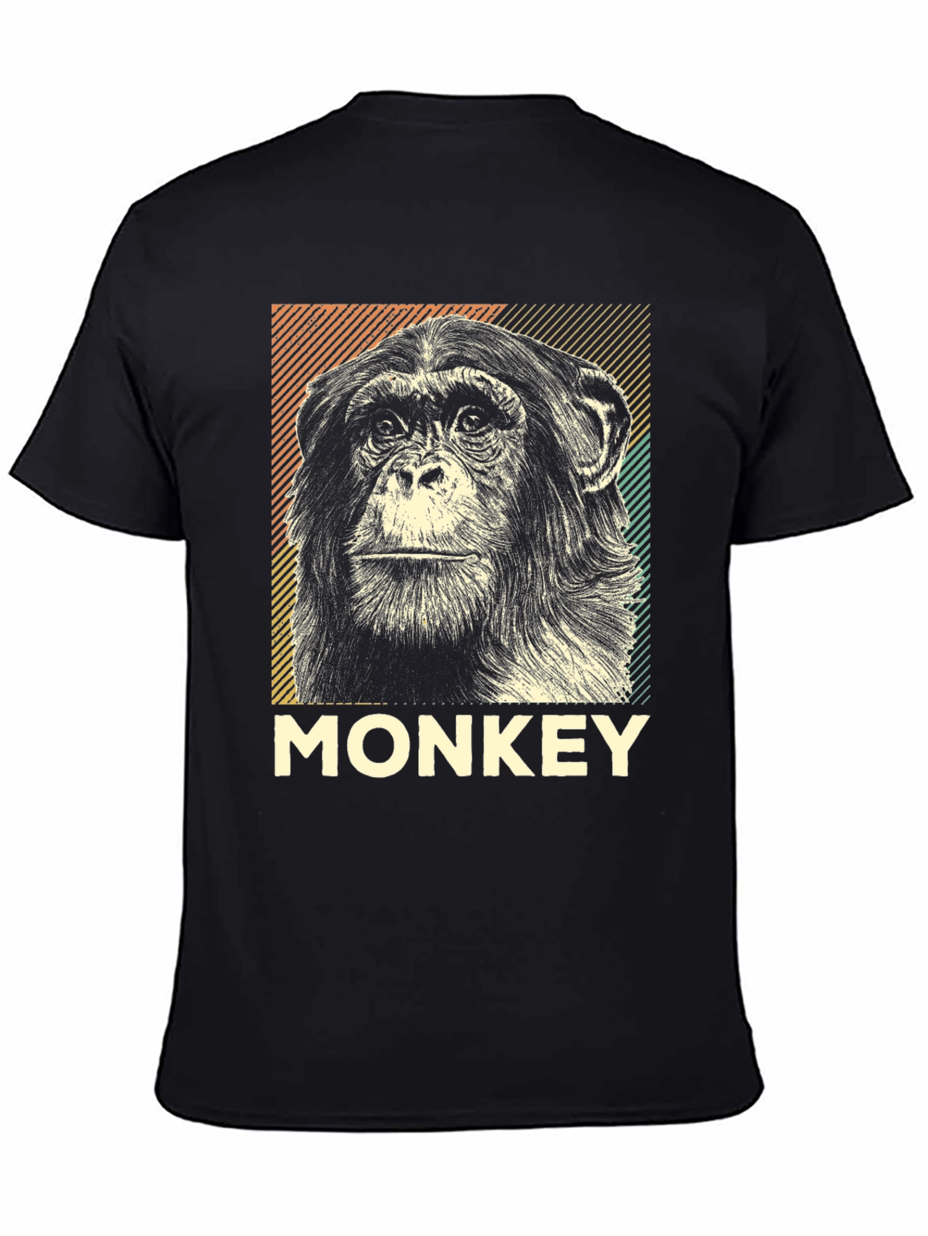 Retro Monkey Graphic Tee - Black Cotton T-Shirt