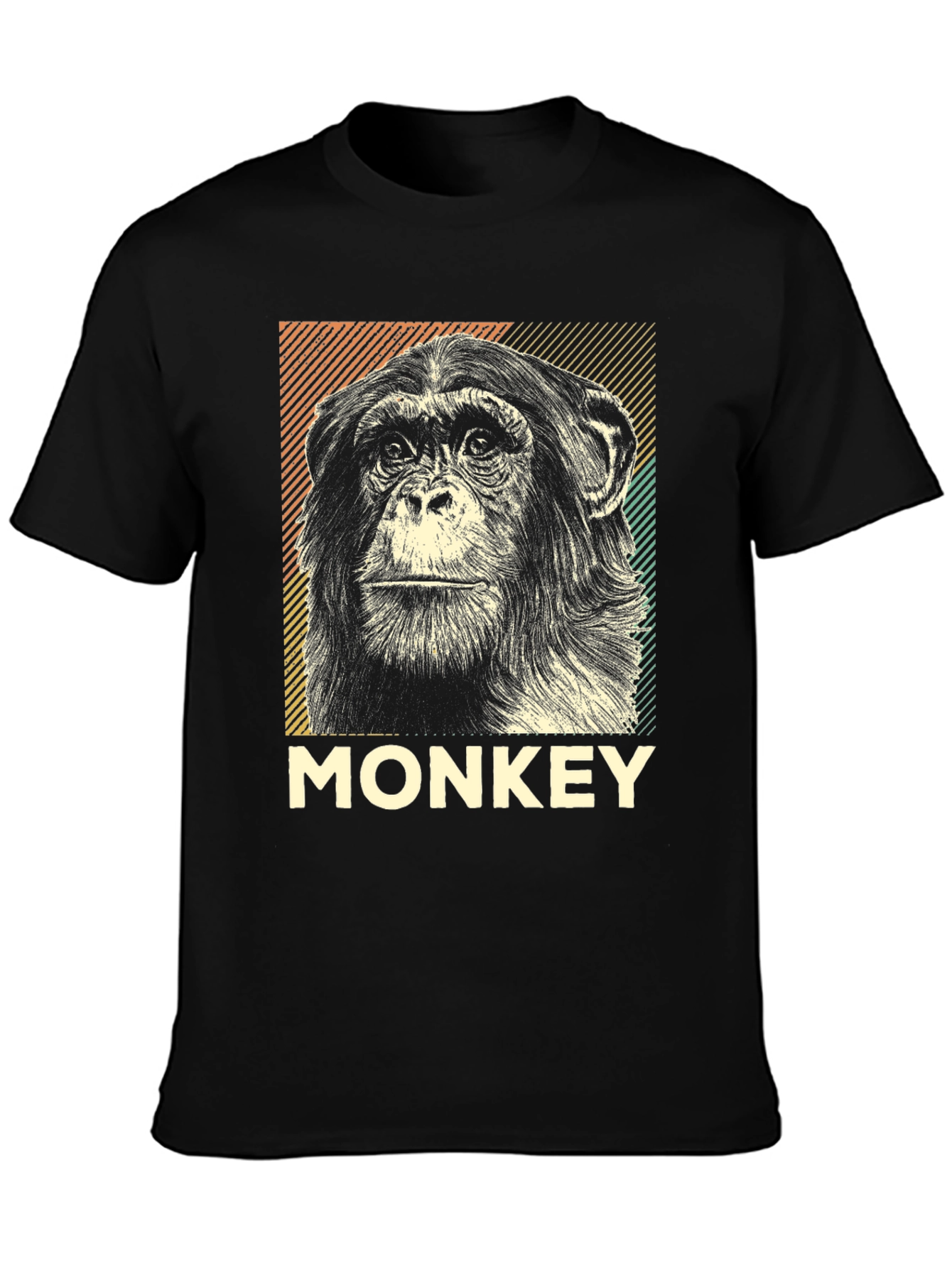 Retro Monkey Graphic Tee - Black Cotton T-Shirt