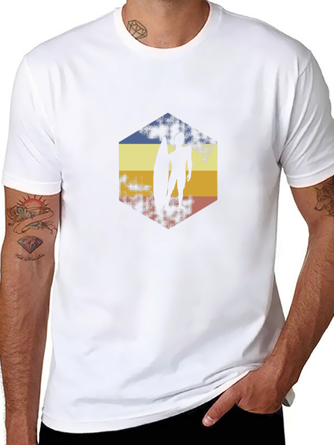 Retro Surfer Graphic Tee - Classic Black T-Shirt