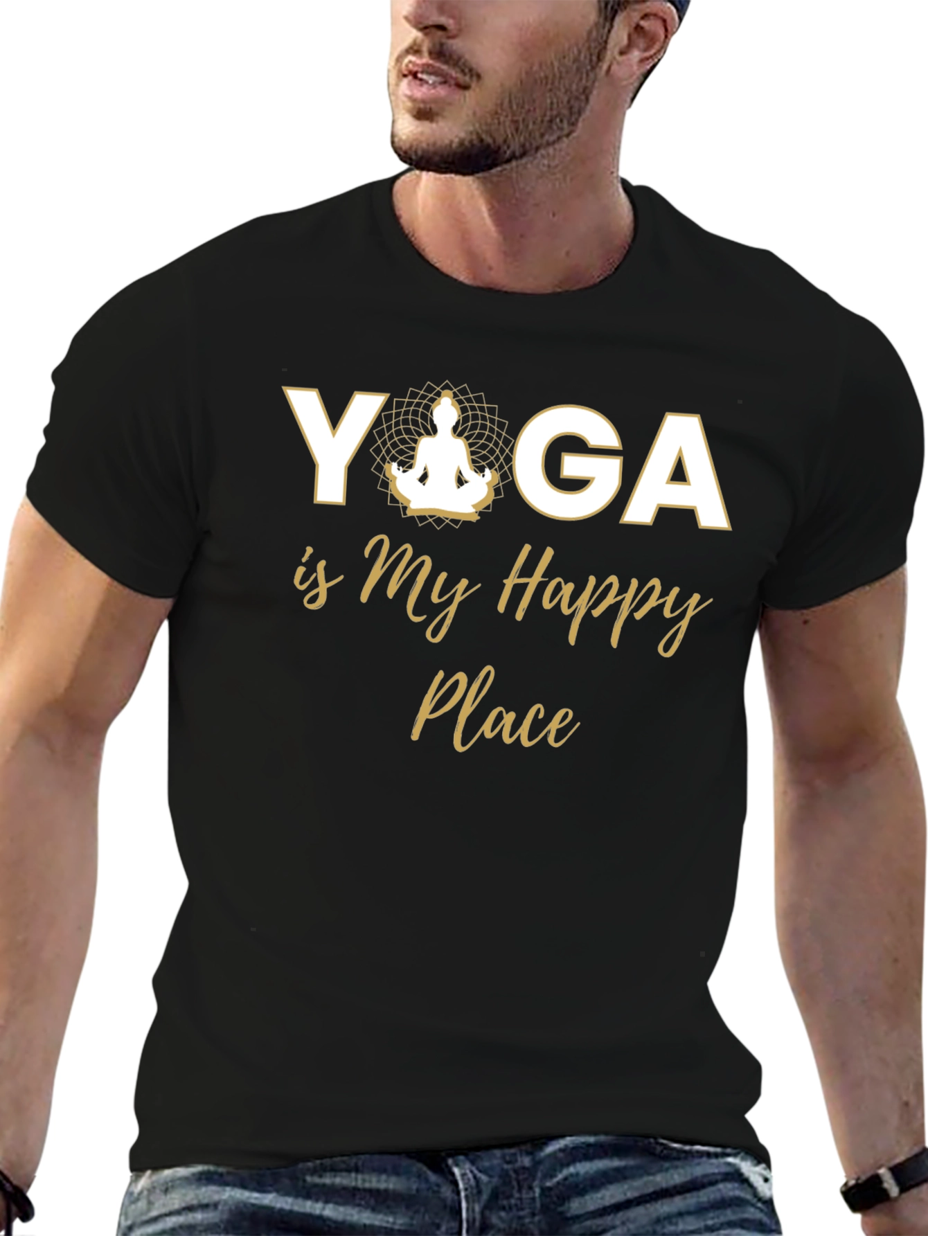 Yoga is My Happy Place Black T-Shirt