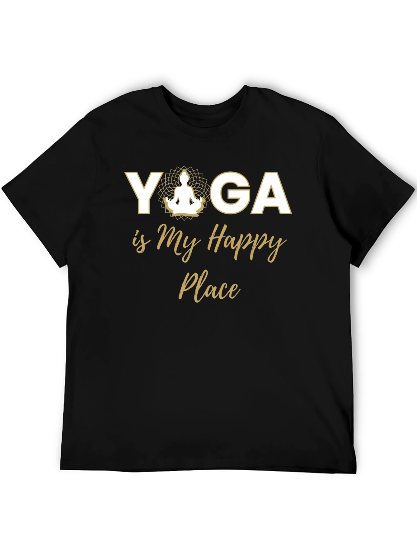 Yoga is My Happy Place Black T-Shirt