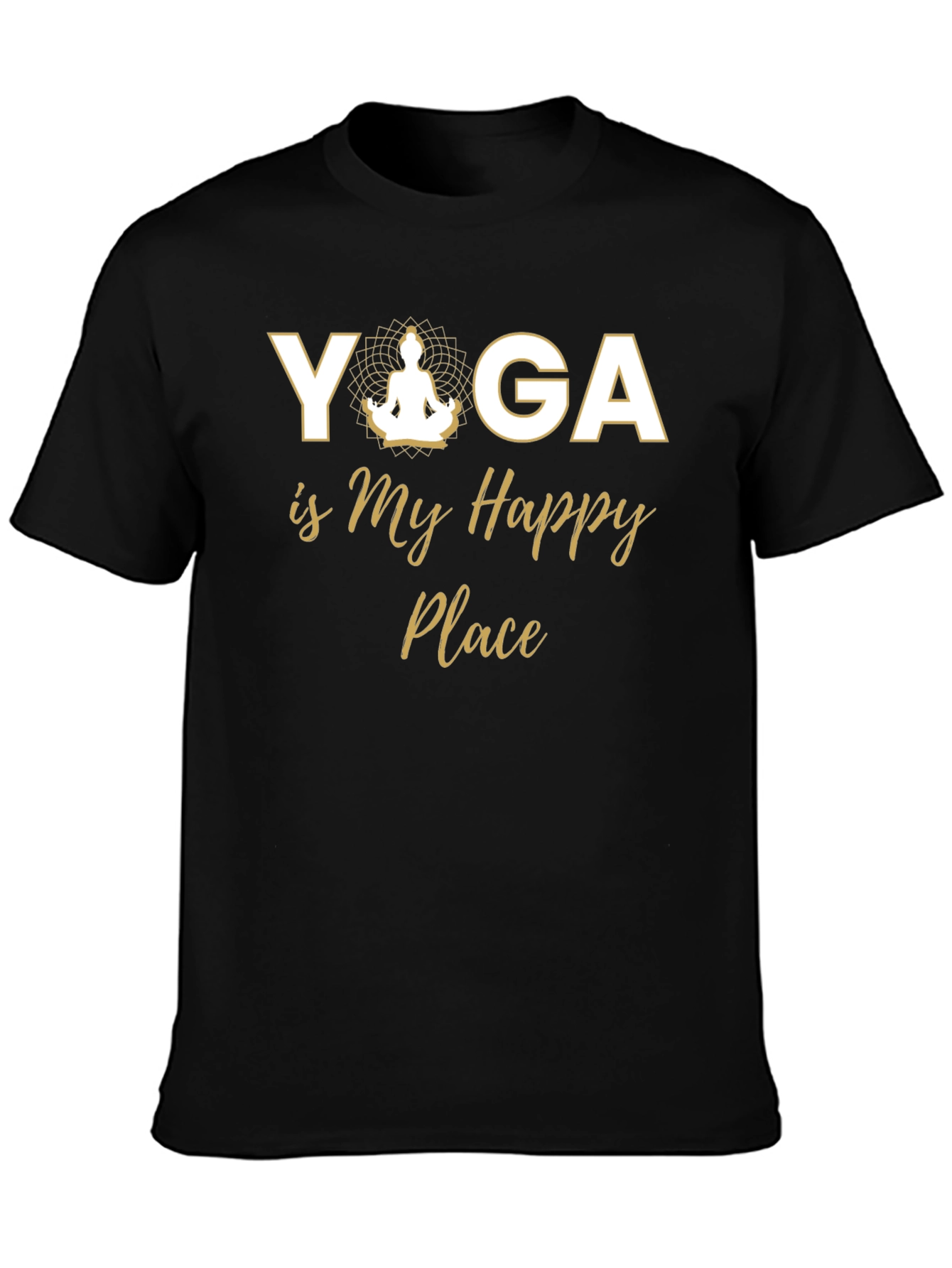 Yoga is My Happy Place Black T-Shirt