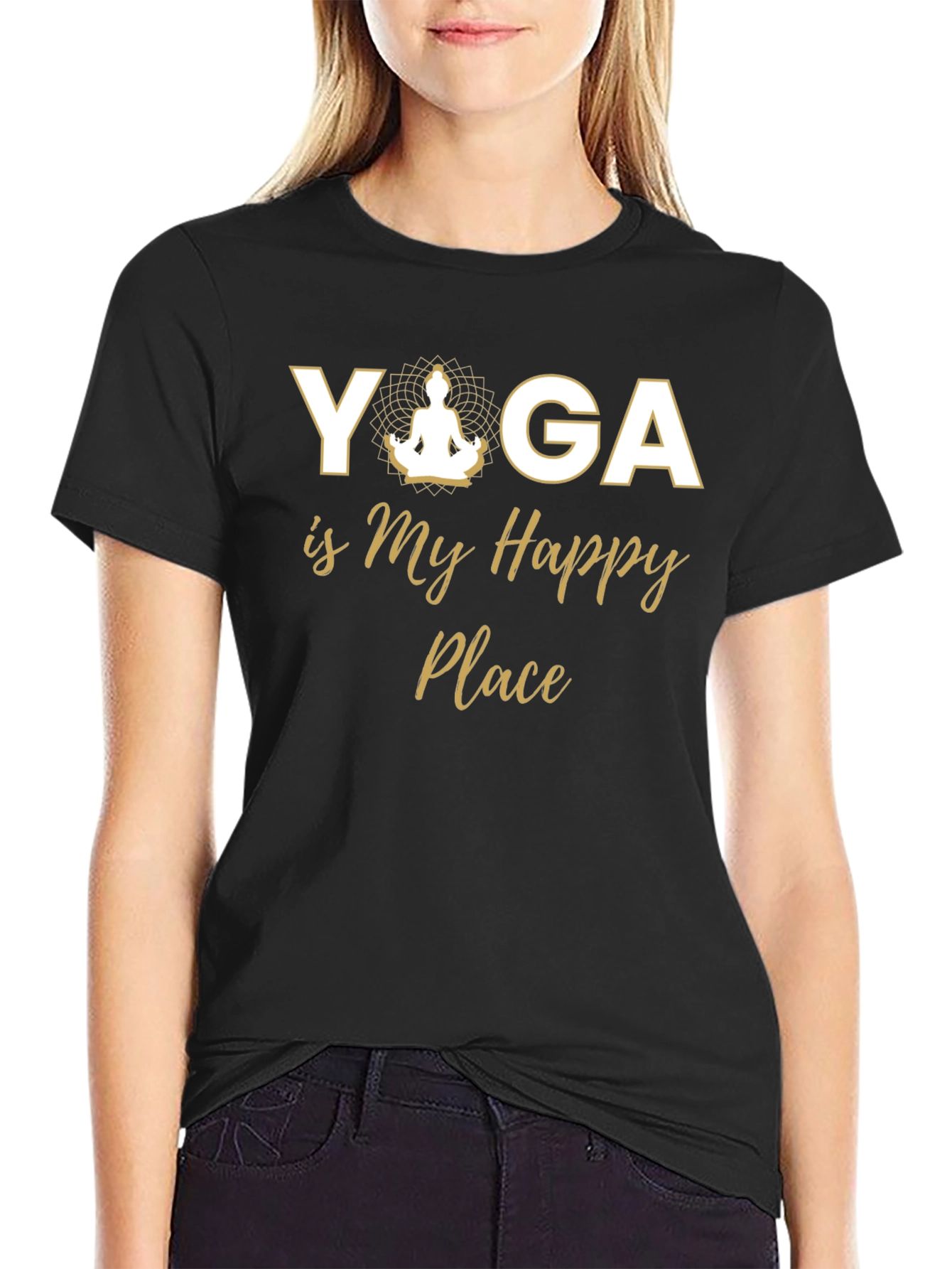 Yoga is My Happy Place Black T-Shirt