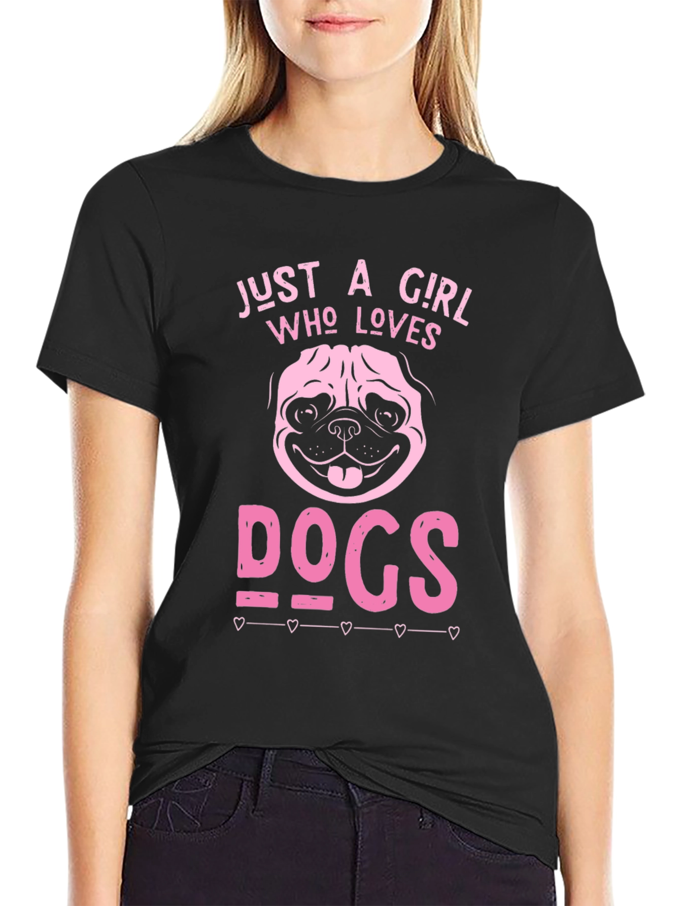 Just A Girl Who Loves Dogs Black T-Shirt
