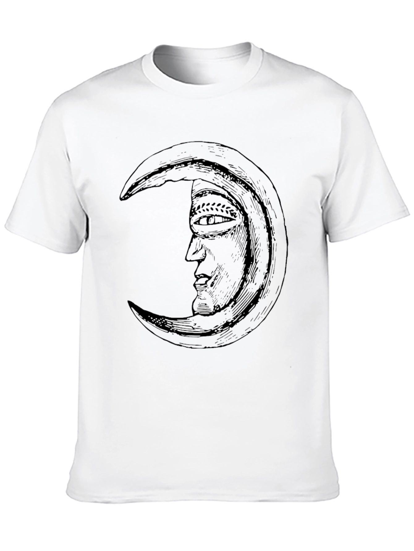 Crescent Moon Face Graphic Tee - Stylish Black T-Shirt