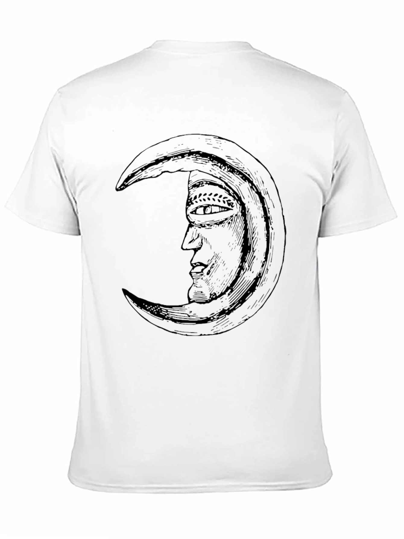 Crescent Moon Face Graphic Tee - Stylish Black T-Shirt