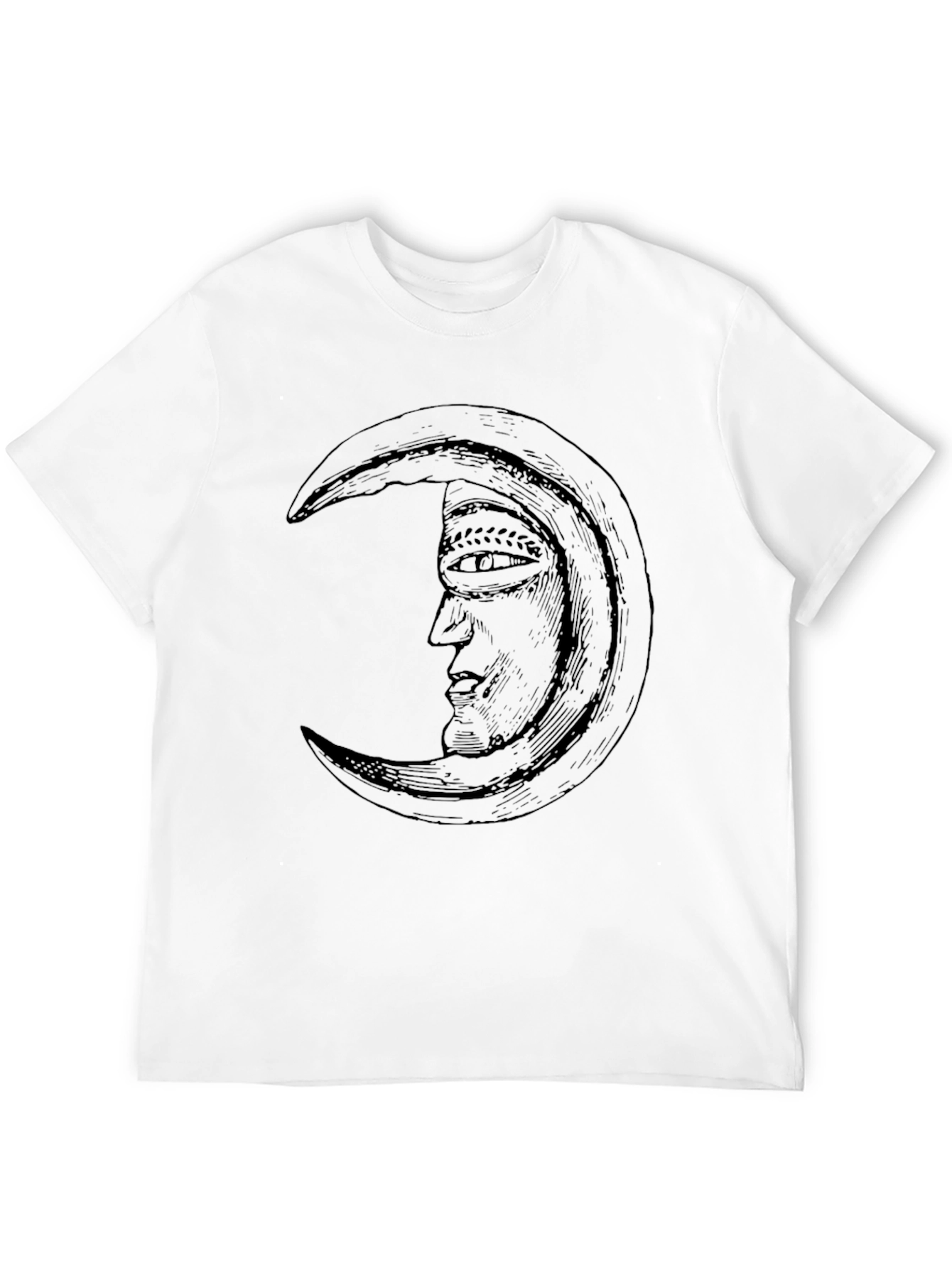 Crescent Moon Face Graphic Tee - Stylish Black T-Shirt