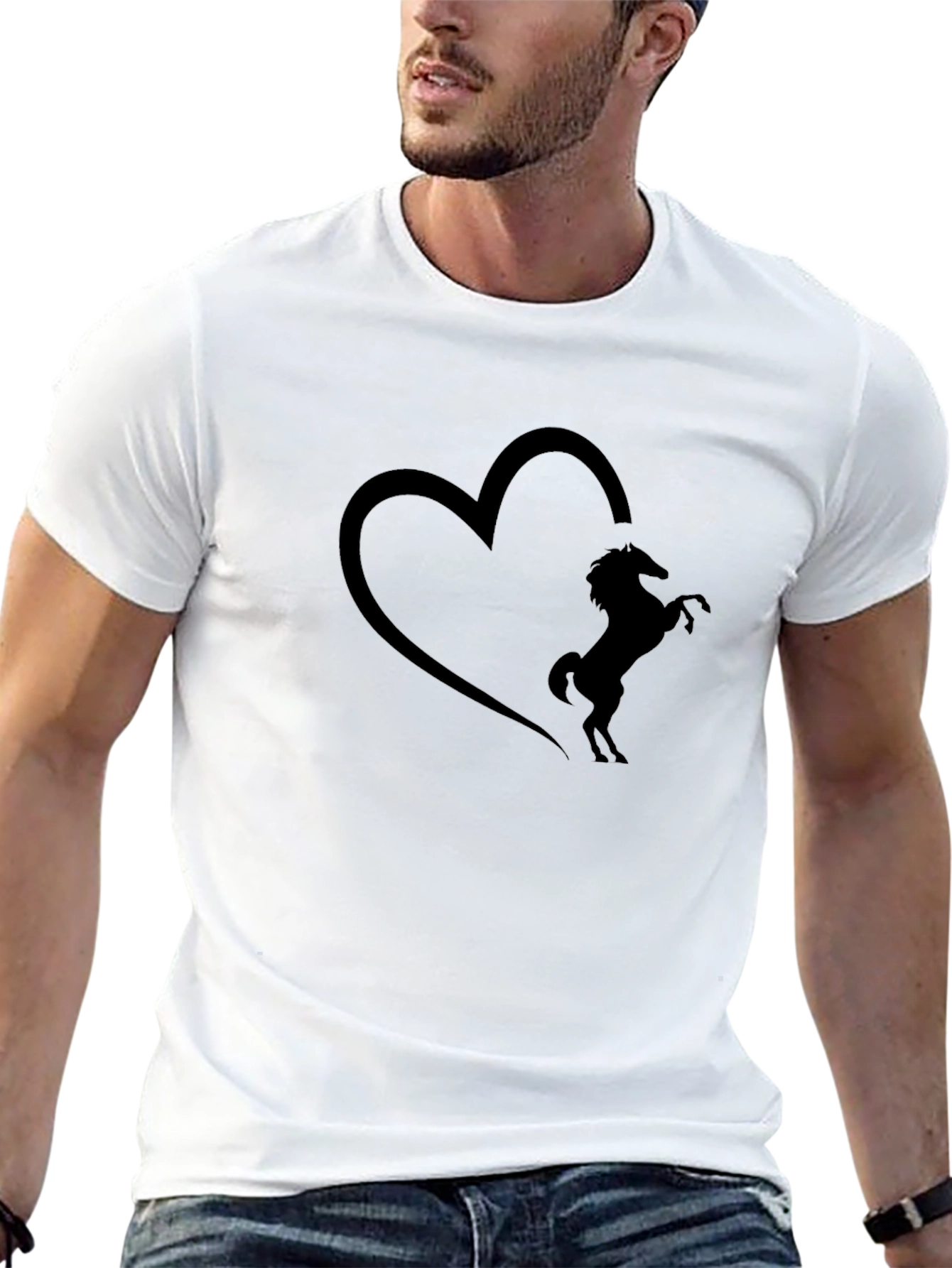 Heart Horse Silhouette Black T-Shirt