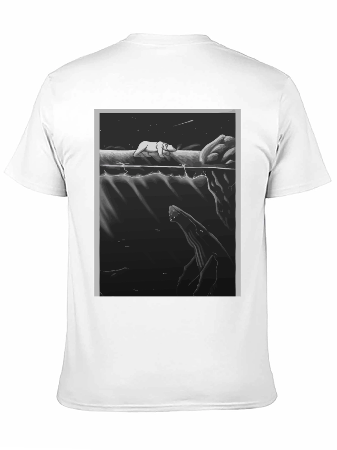Black Graphic Tee: Polar Bear & Whale