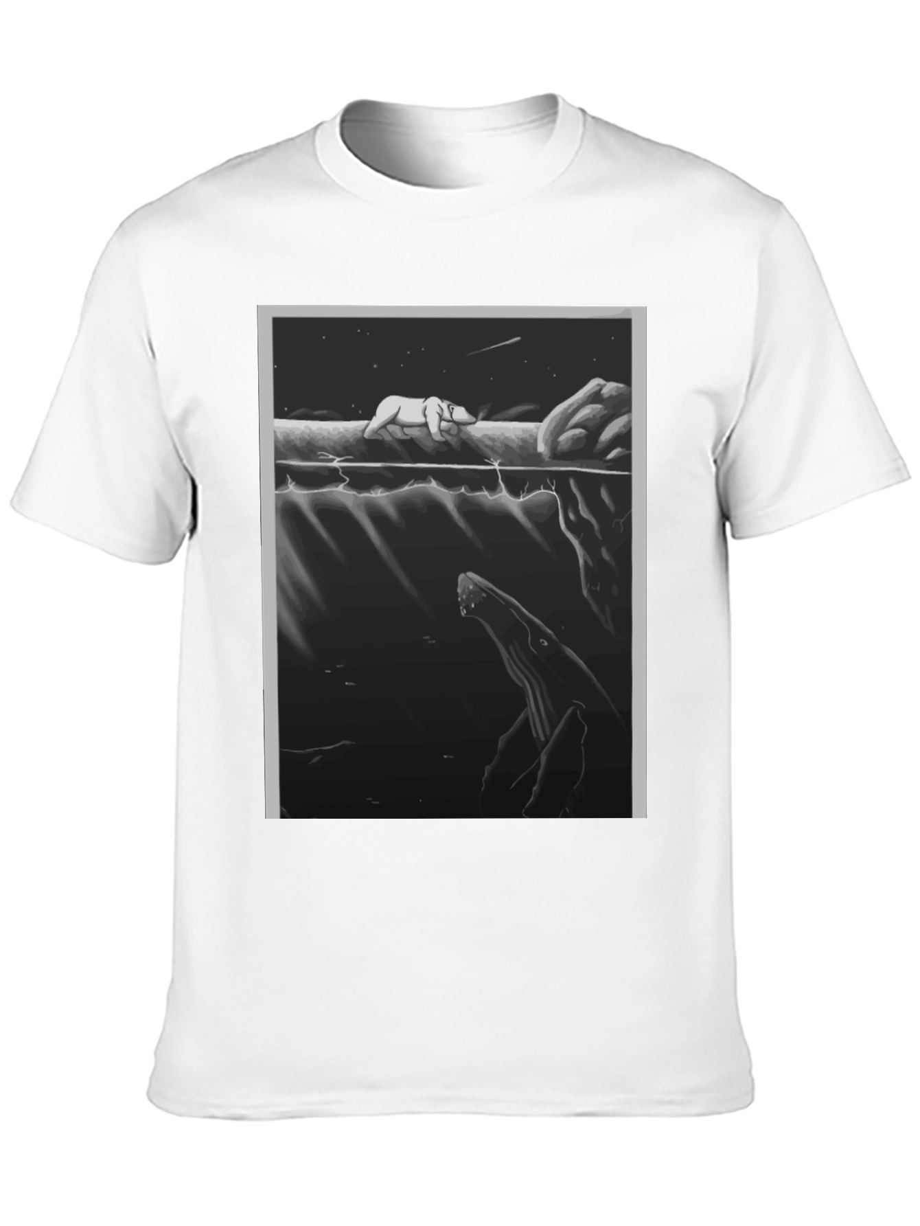 Black Graphic Tee: Polar Bear & Whale