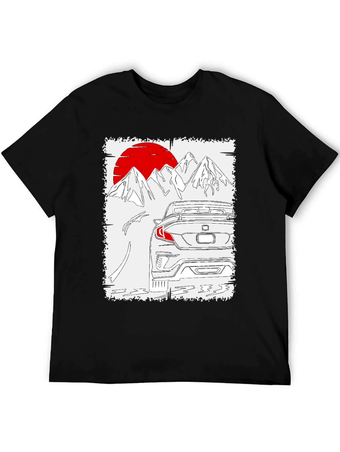 Car & Mountains T-Shirt - Unique Graphic Tee