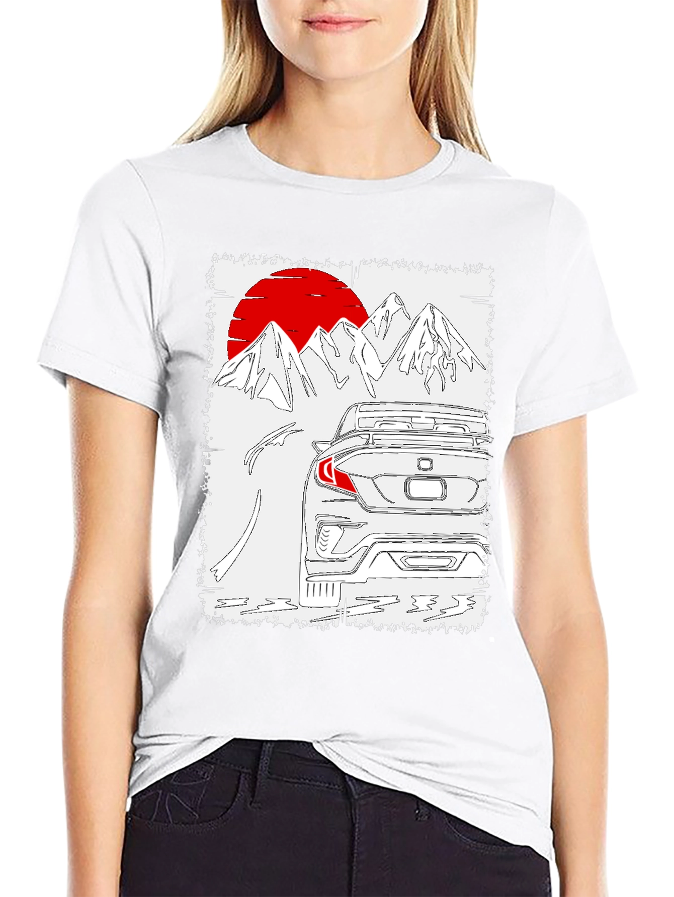 Car & Mountains T-Shirt - Unique Graphic Tee