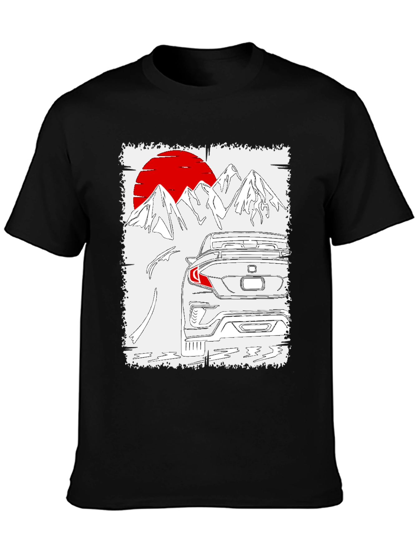 Car & Mountains T-Shirt - Unique Graphic Tee